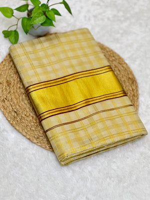 Check Weaving Patterned Tissue Saree | GAT337
