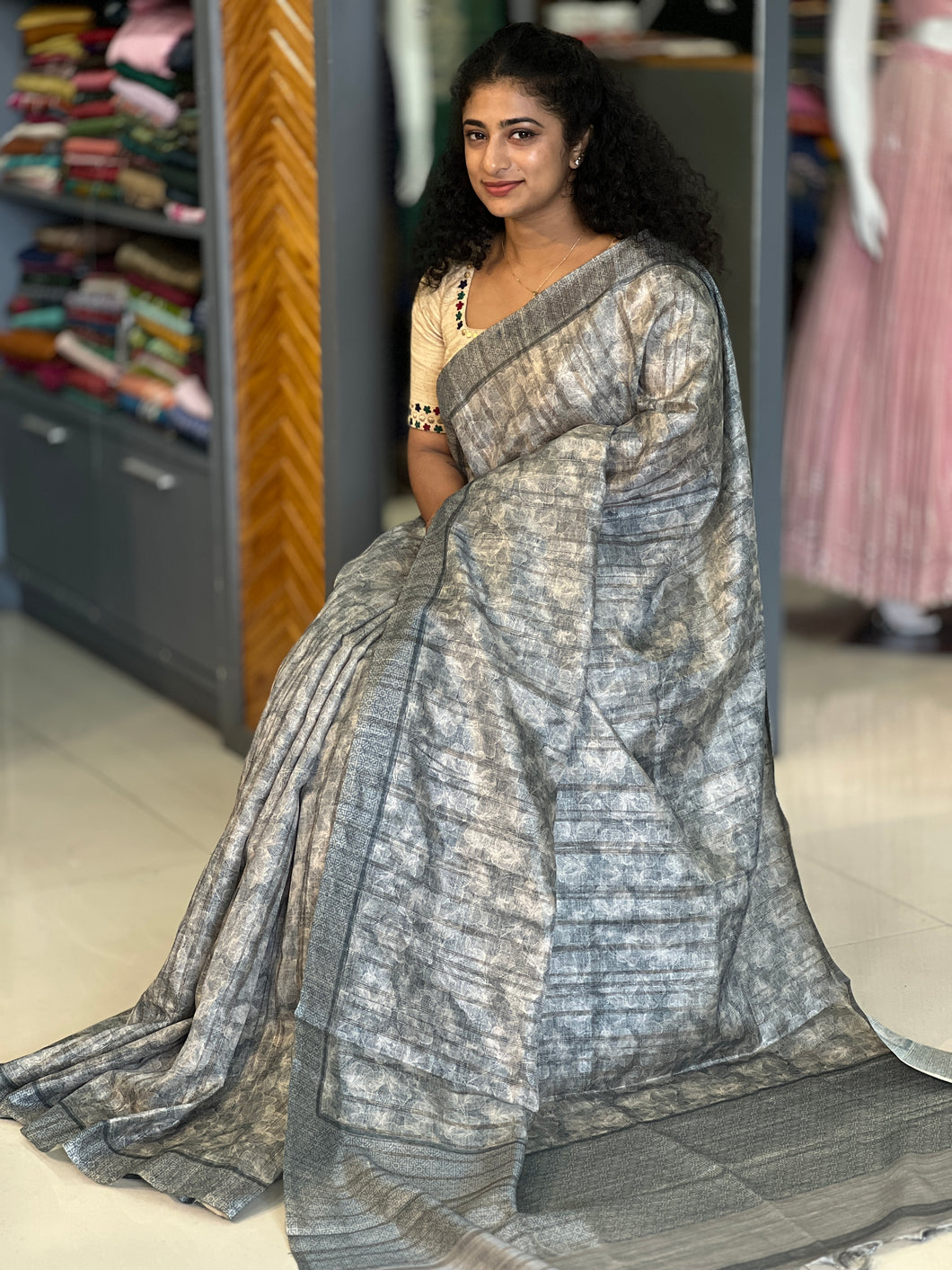 Sublimation Printed Semi Tussar Saree | KSD129