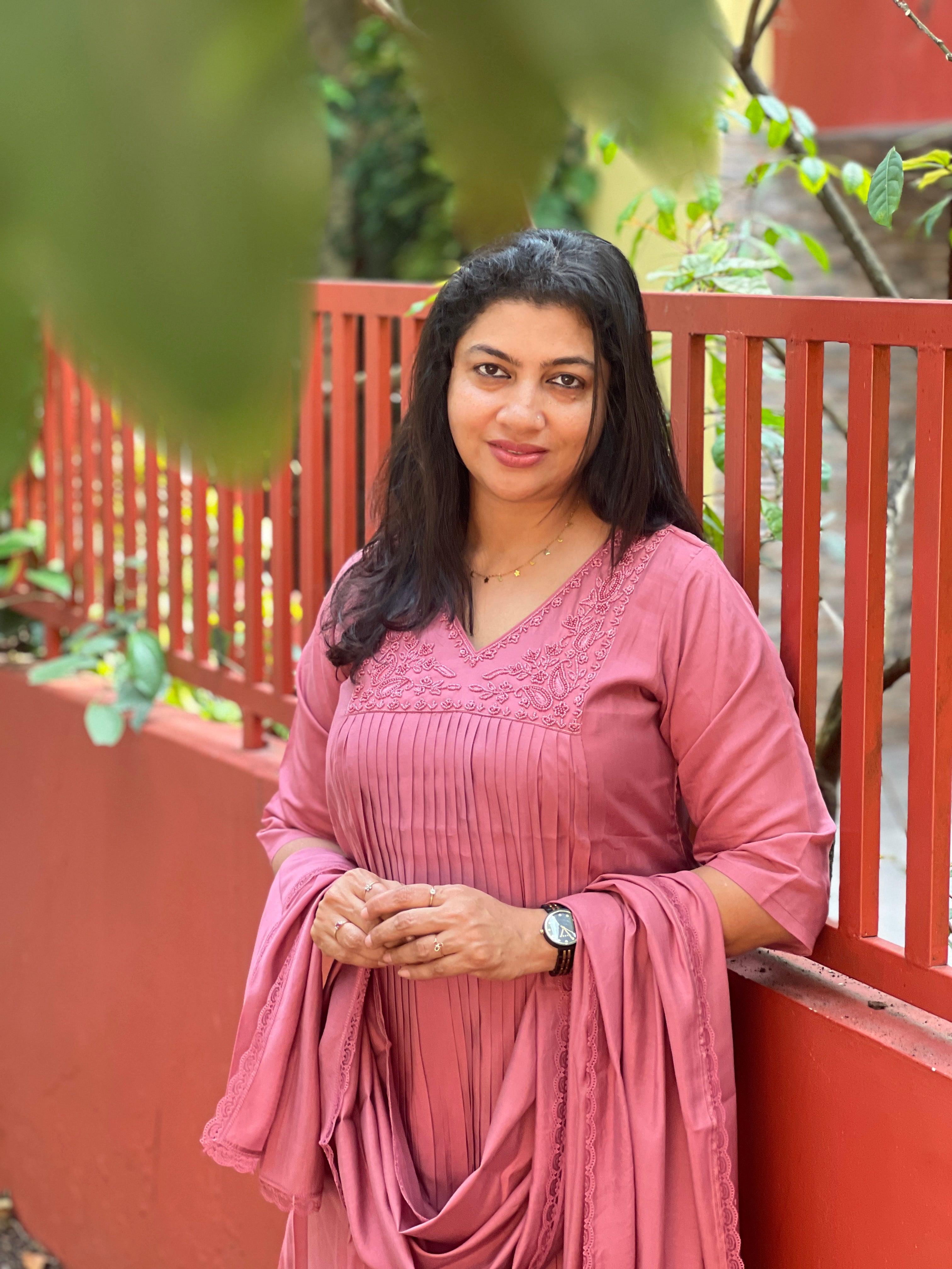 Sugar Beads & Thread Embroidered Semi Tussar Kurta Set | SLM133