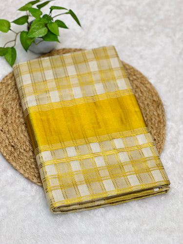 Check Weaving Patterned Tissue Saree | GAT318