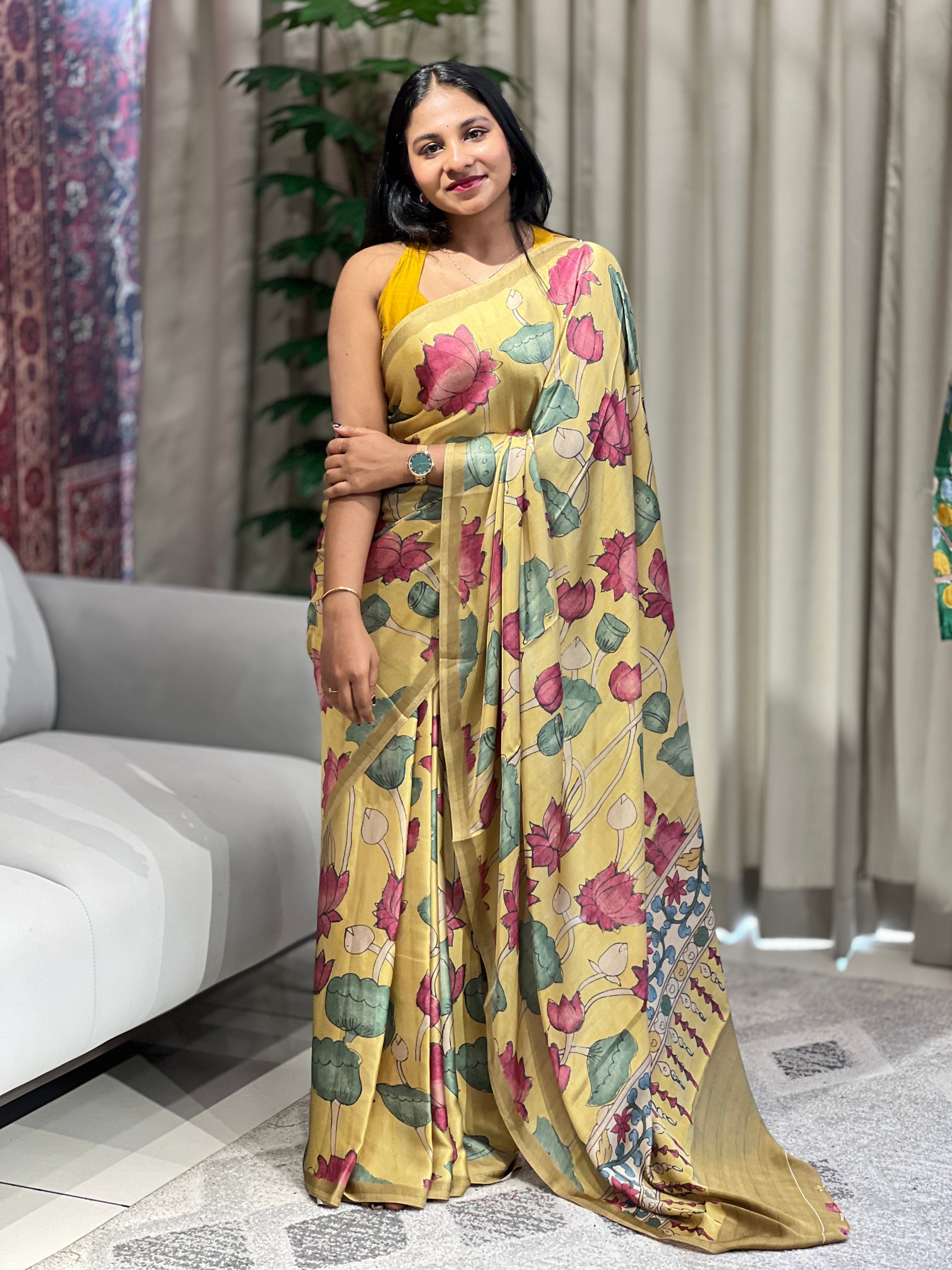 Floral Digital Printed Crepe Saree | SSN426