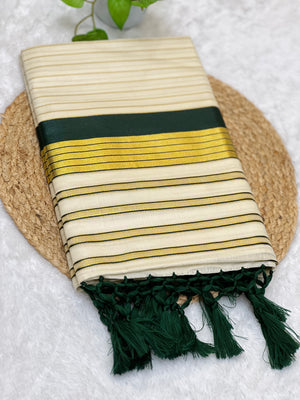 Stripe Weaving With Kara Detailed Tissue Saree | GAT357