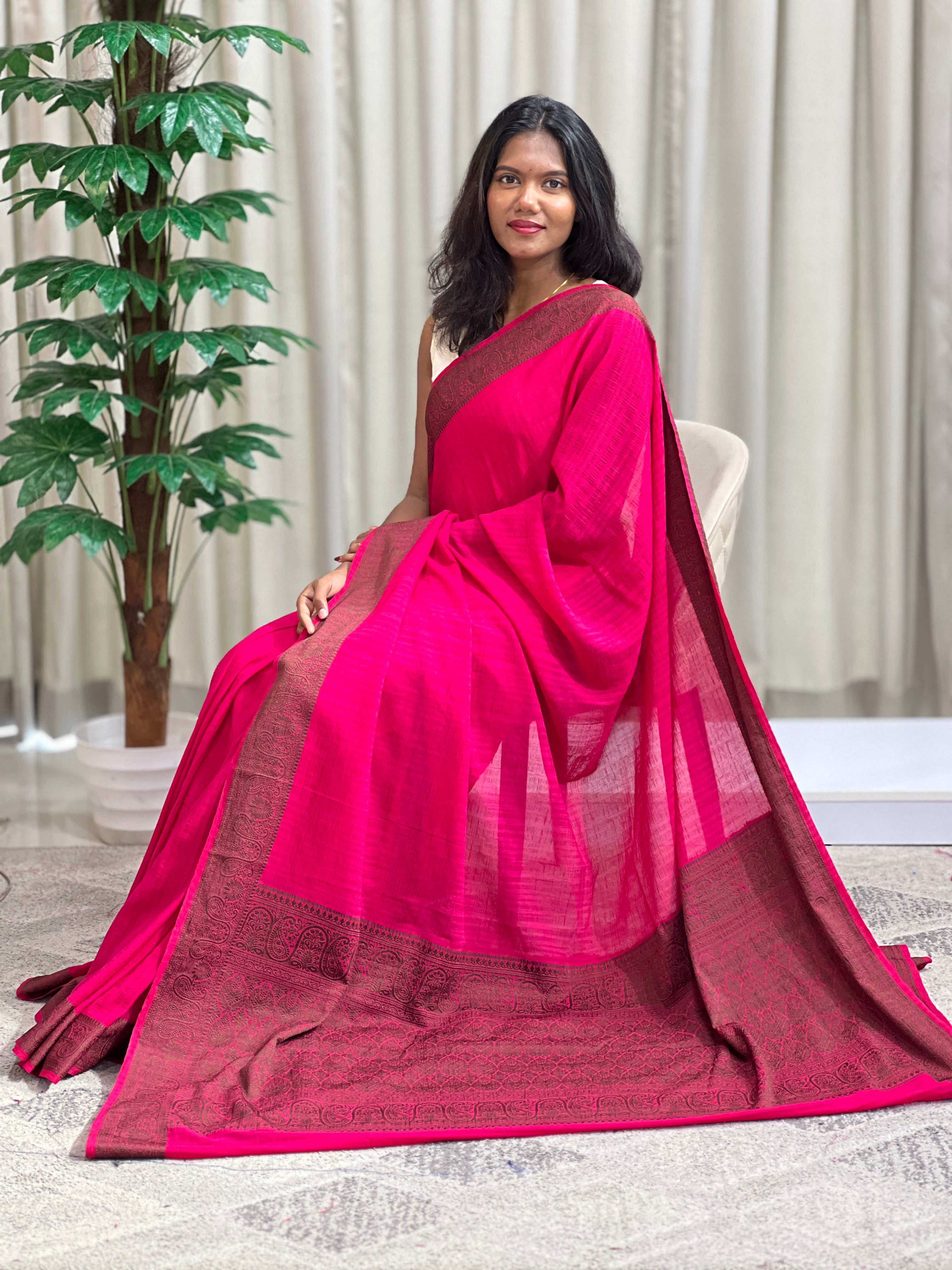 Antique Color Thread Woven Tussar Georgette Banarasi Saree | YNG1267