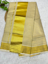 Golden Zari Stripe Weaving Patterned Tissue Saree | GAT319
