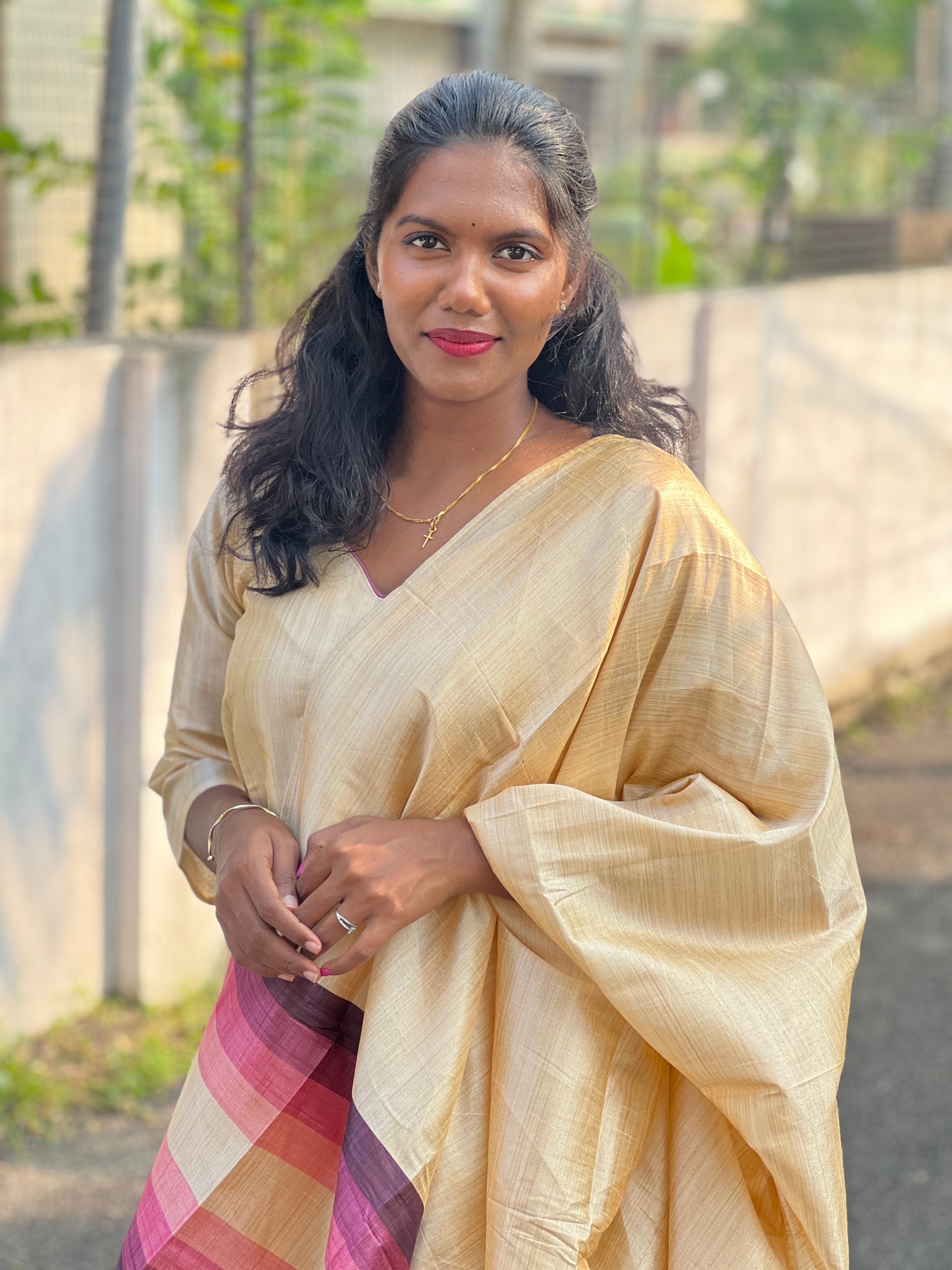 Shaded Print Detailed Semi Tussar Kurta Set | SLM138