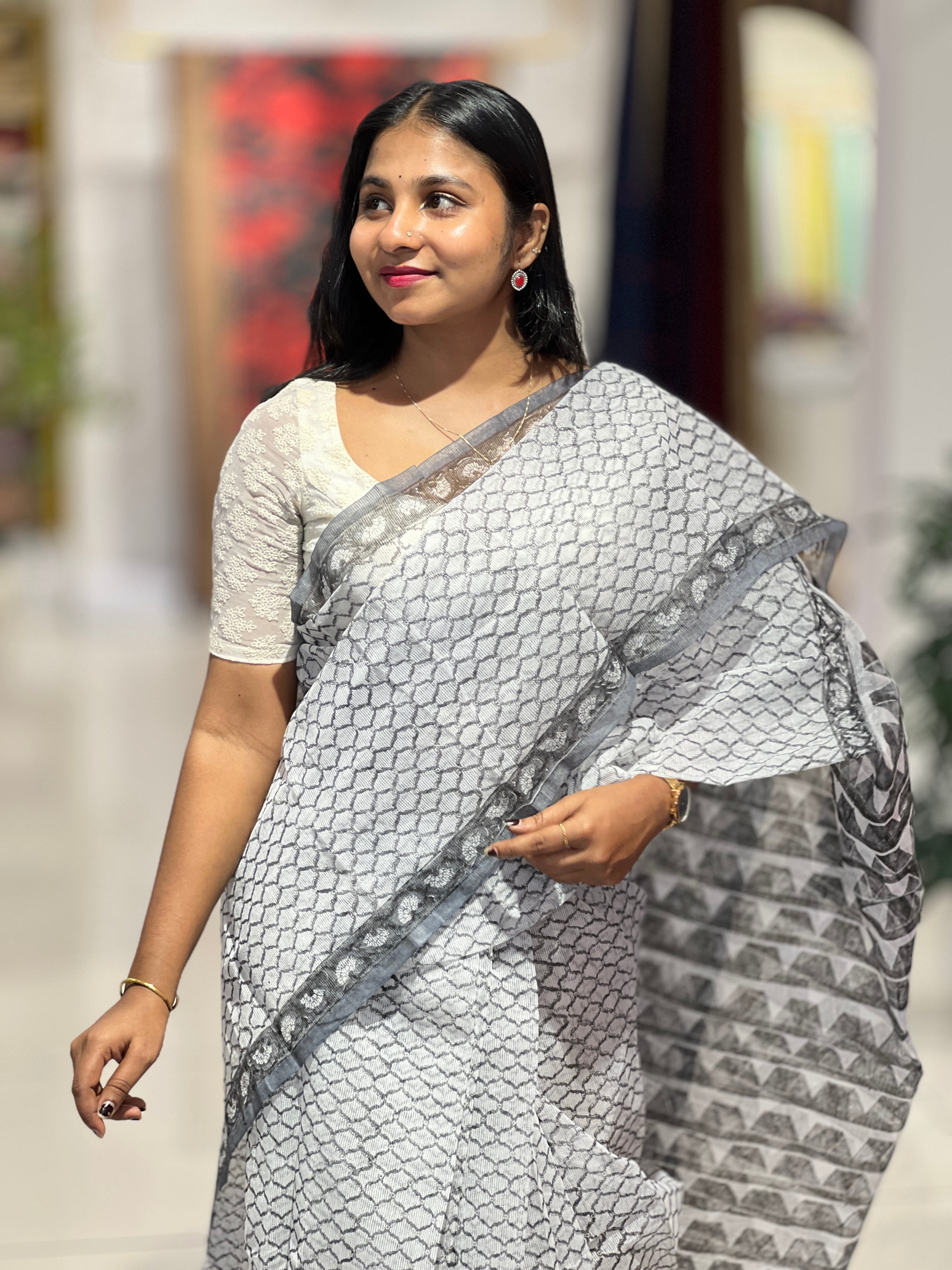 Printed Supernet Kota Saree | JSC109