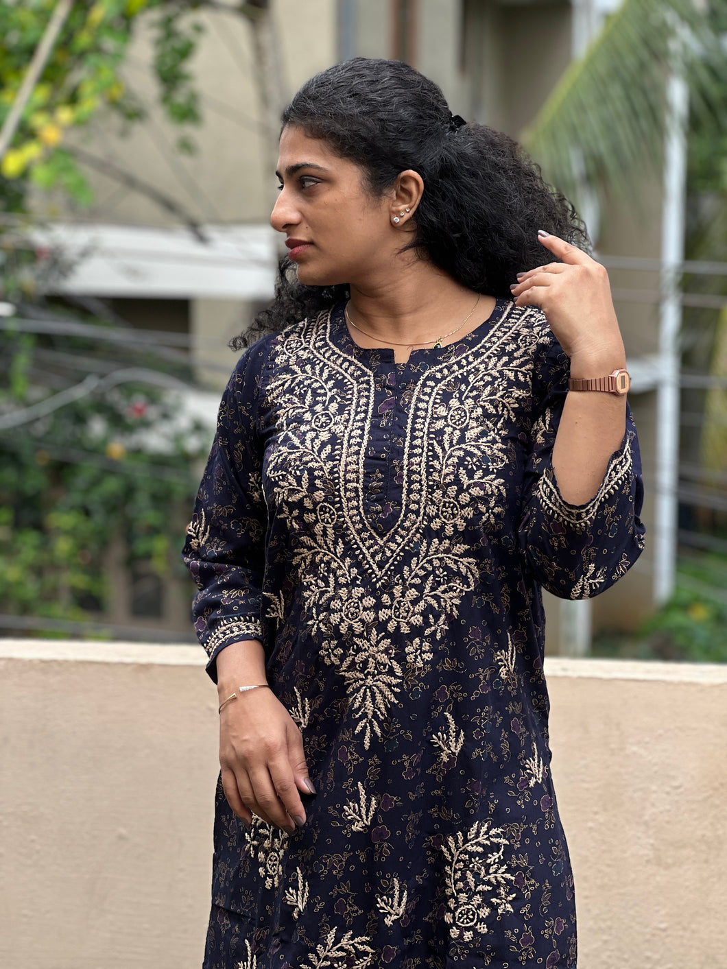 Hand Chikankari Rayon Kurta | SRC154
