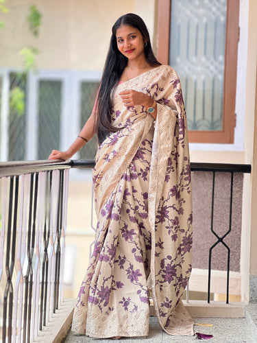 Floral Digital Printed Semi Silk Saree | RP478