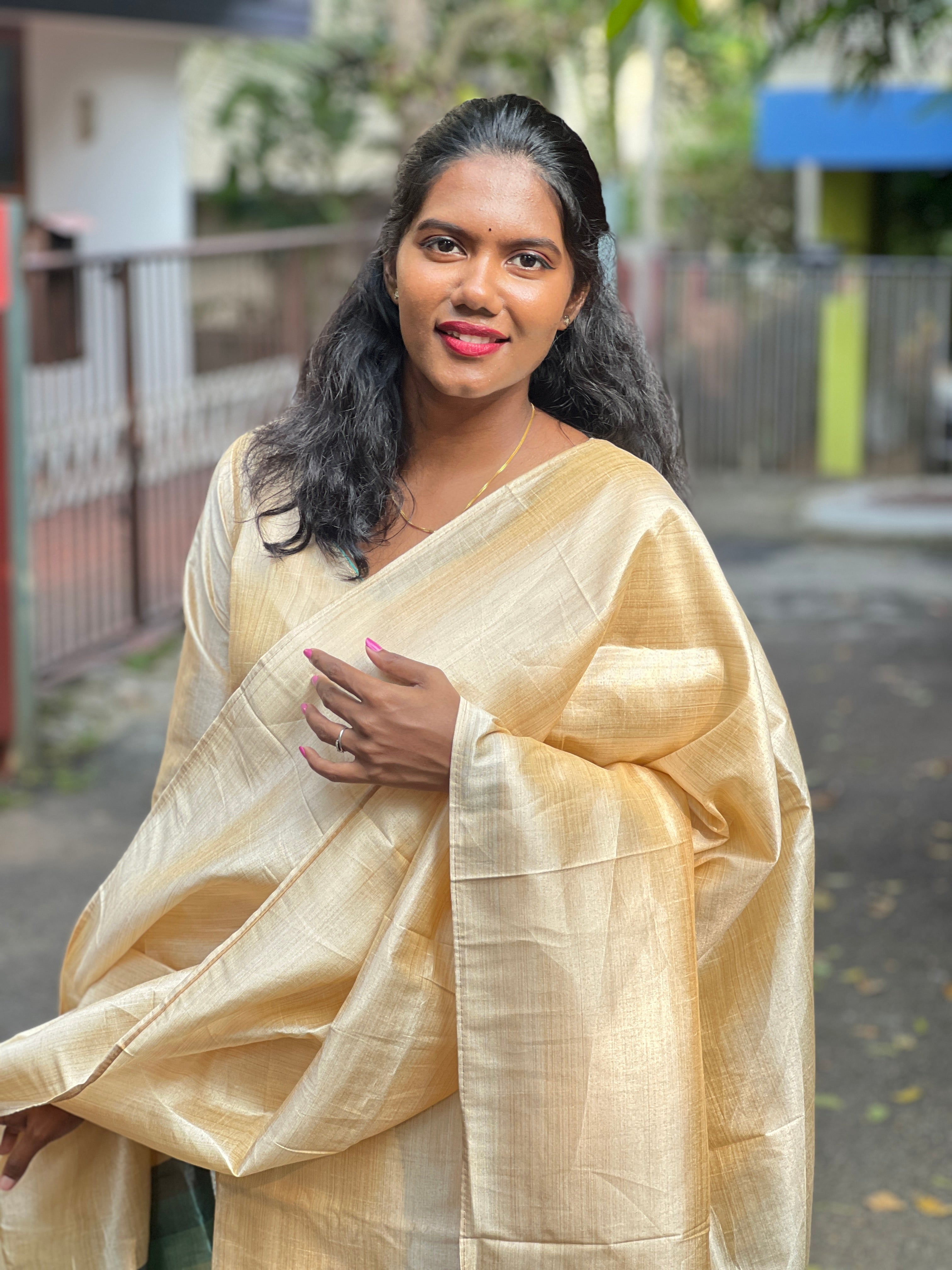 Shaded Print Detailed Semi Tussar Kurta Set | SLM139