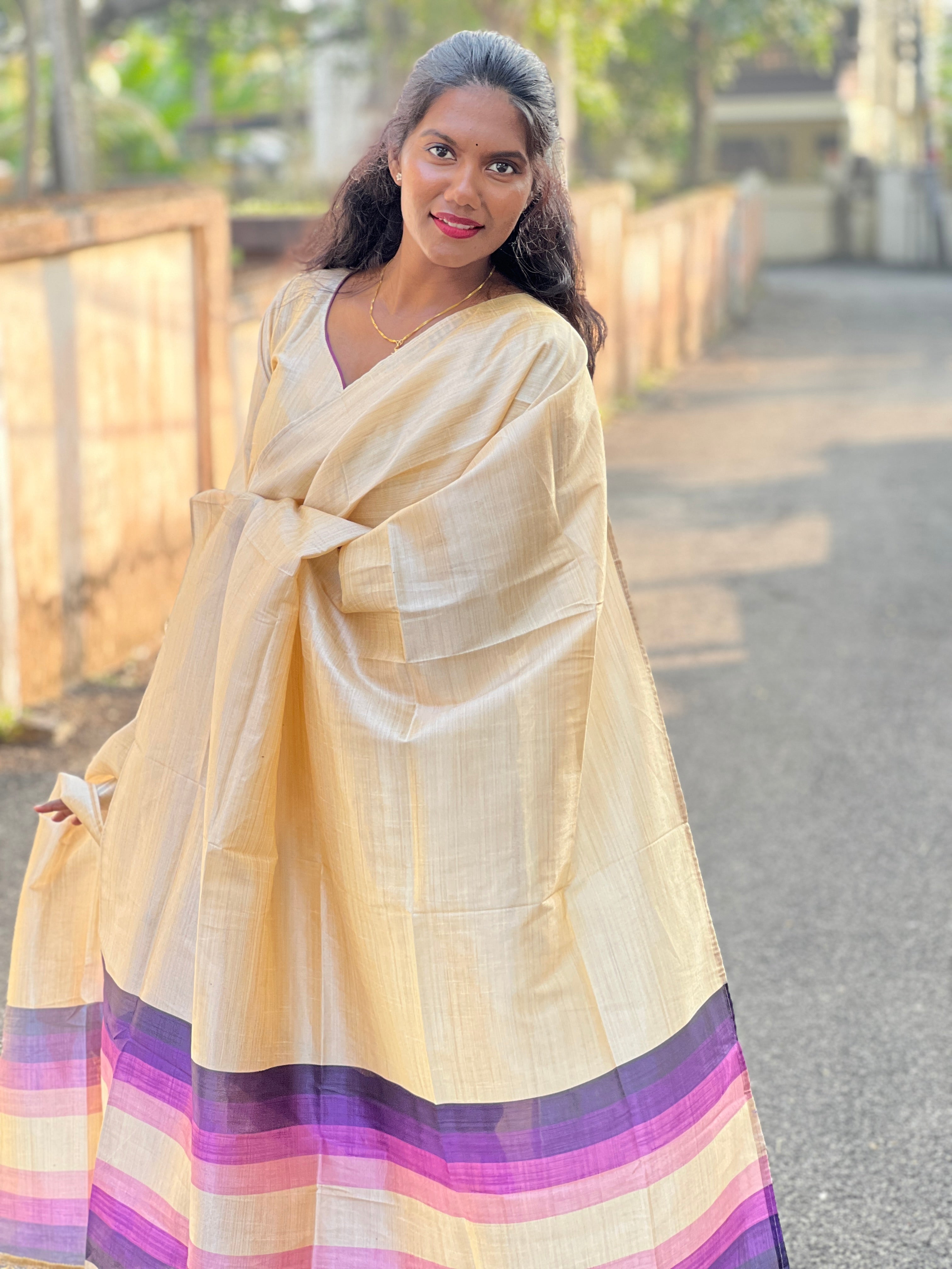 Shaded Print Detailed Semi Tussar Kurta Set | SLM140