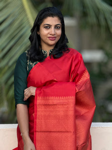 Copper Zari Finishing Kanchipuram Saree | CV115