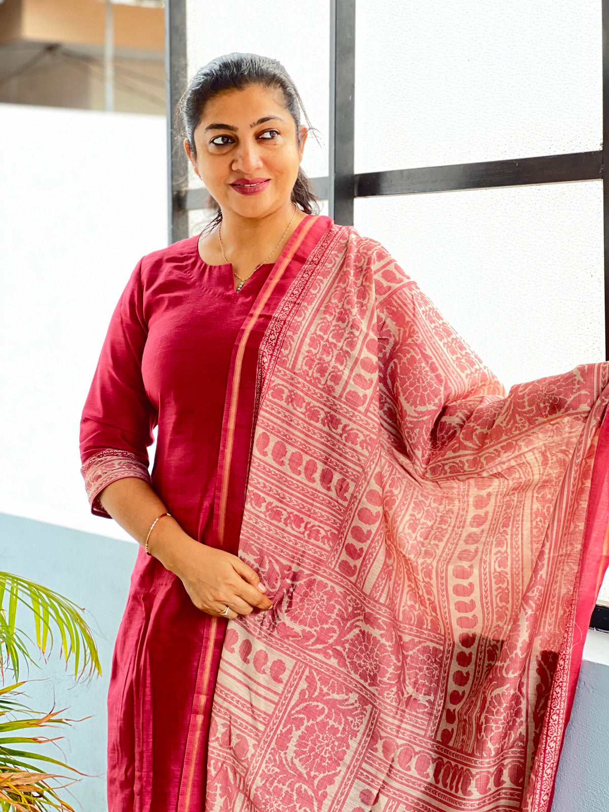 Jamdani Weaved Pattern Semi Tussar Salwar Set | SSN575