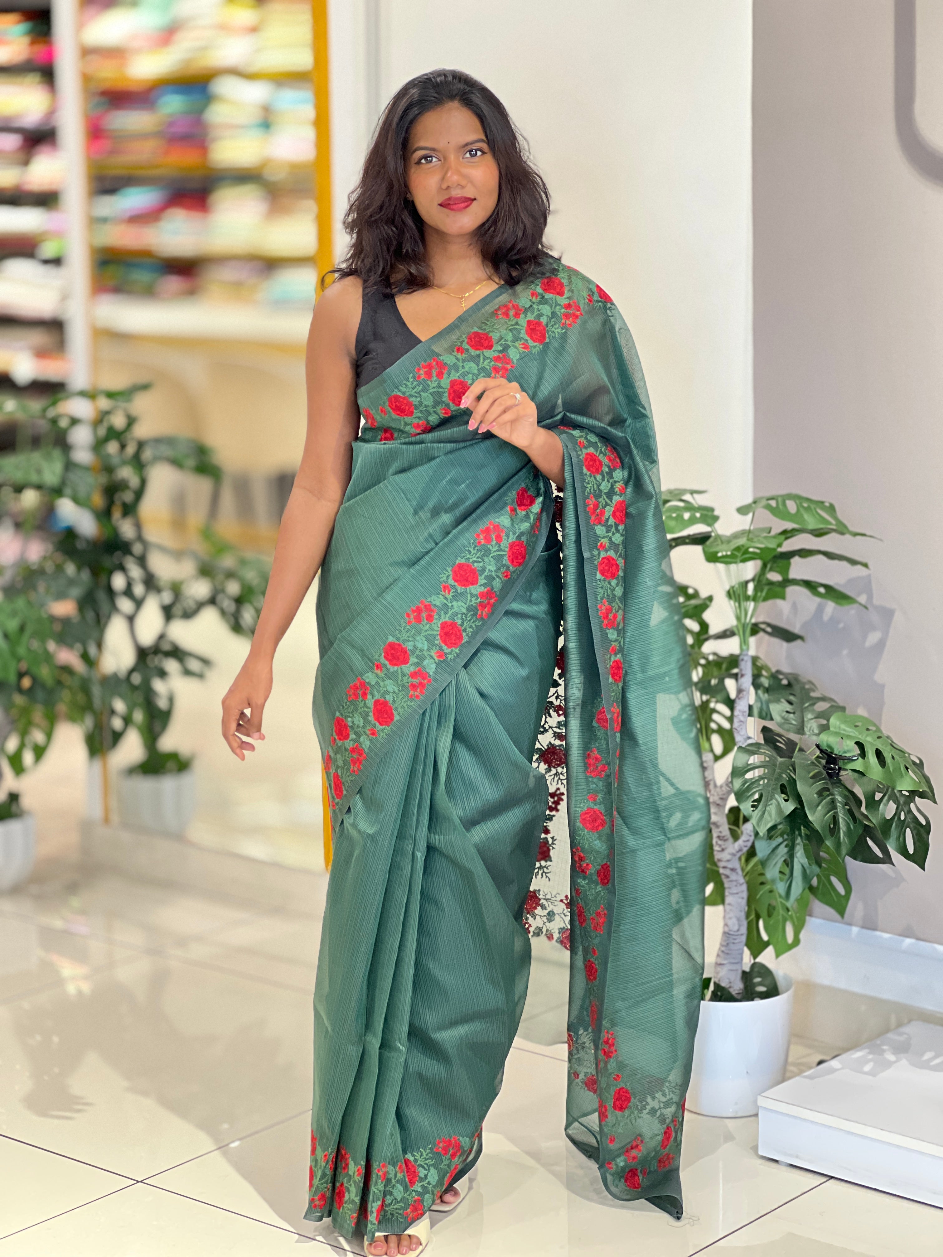 Cross Stitch Pattern Embroidery Kota Saree | JSC631