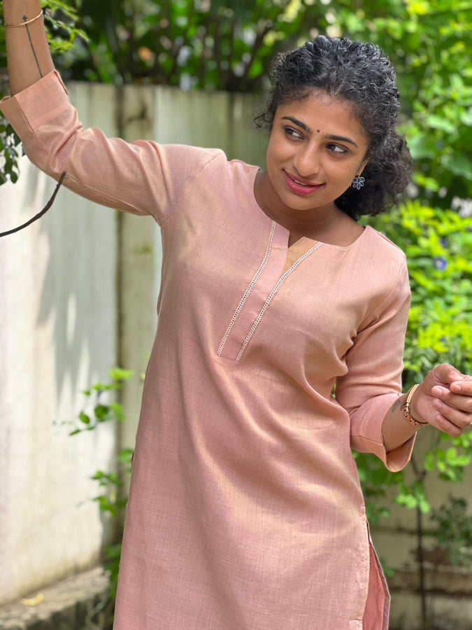 Tissue Weaving Pattern Tissue Cotton Kurta | SV224