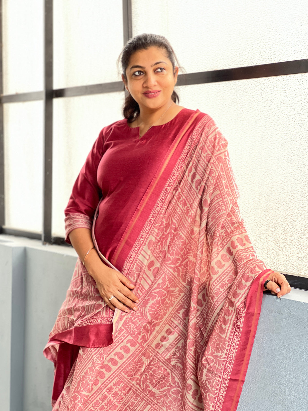 Jamdani Weaved Pattern Semi Tussar Salwar Set | SSN575