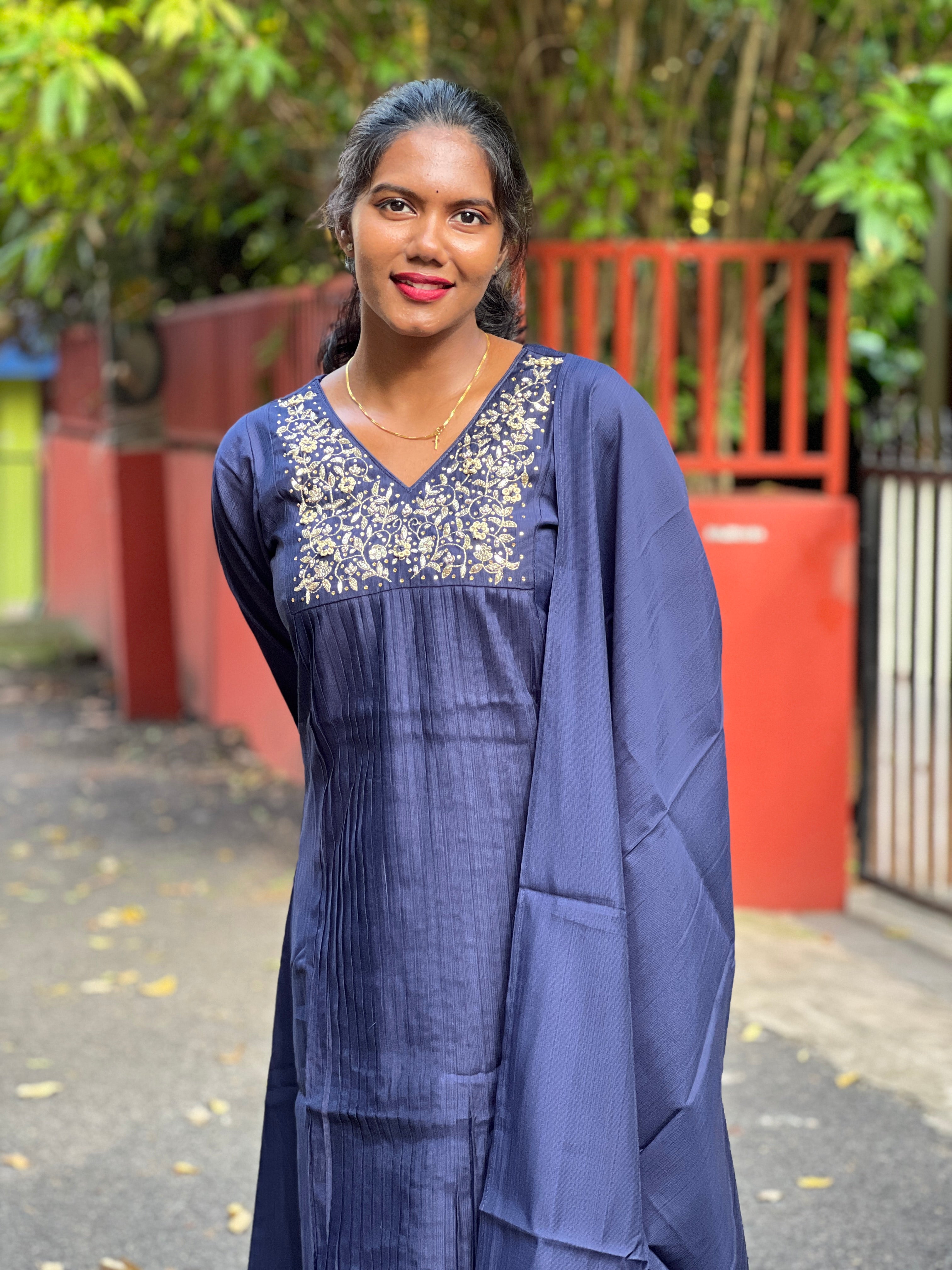 Hand Work Detailed Semi Silk Kurta Set | SLM128