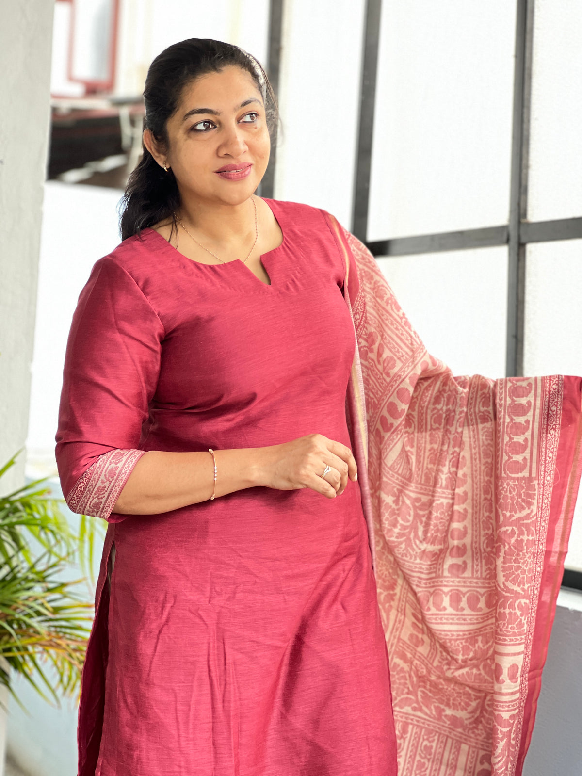 Jamdani Weaved Pattern Semi Tussar Salwar Set | SSN575