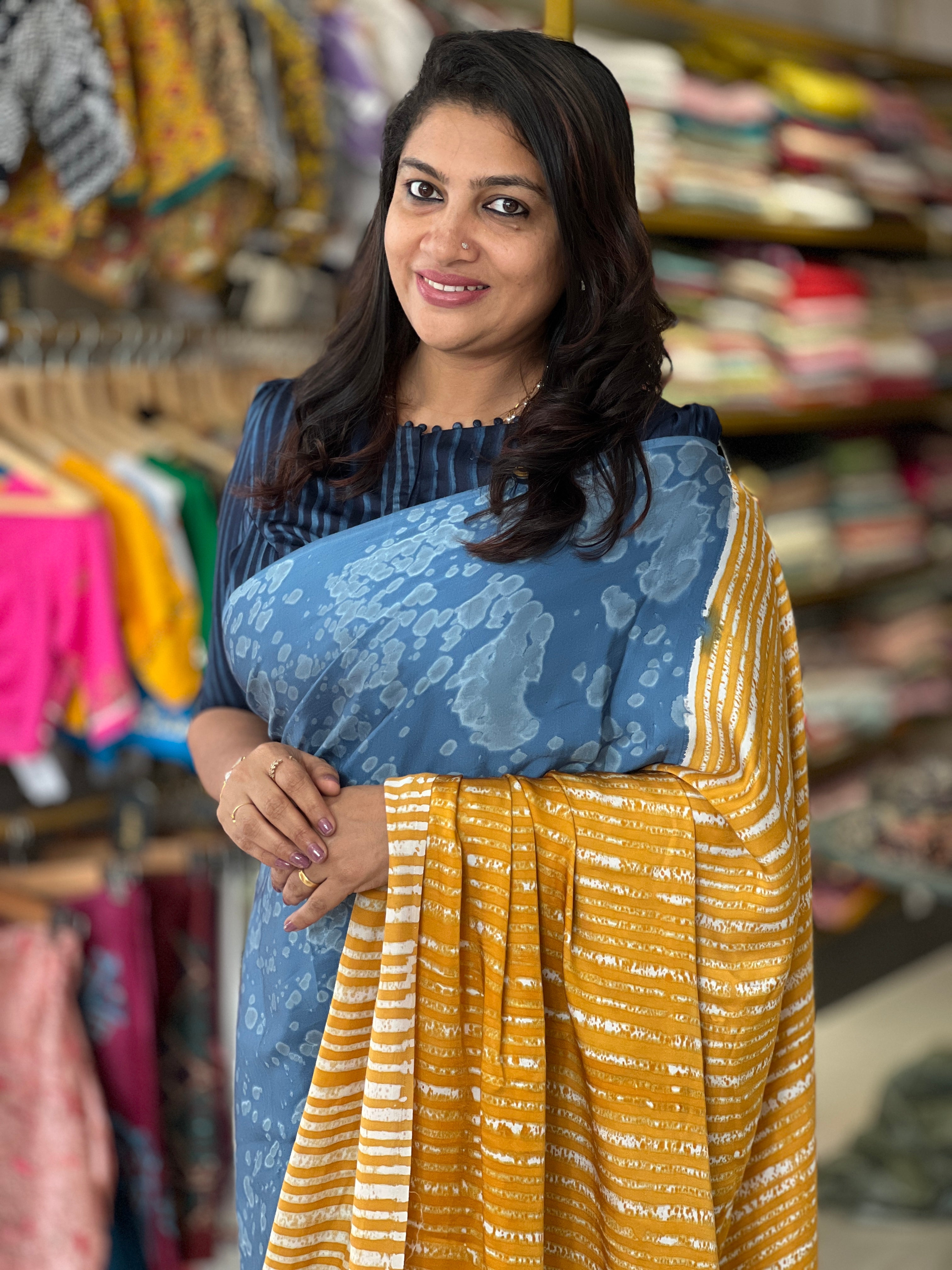 Hand Tie & Dye Patterned Modal Saree | JKL473