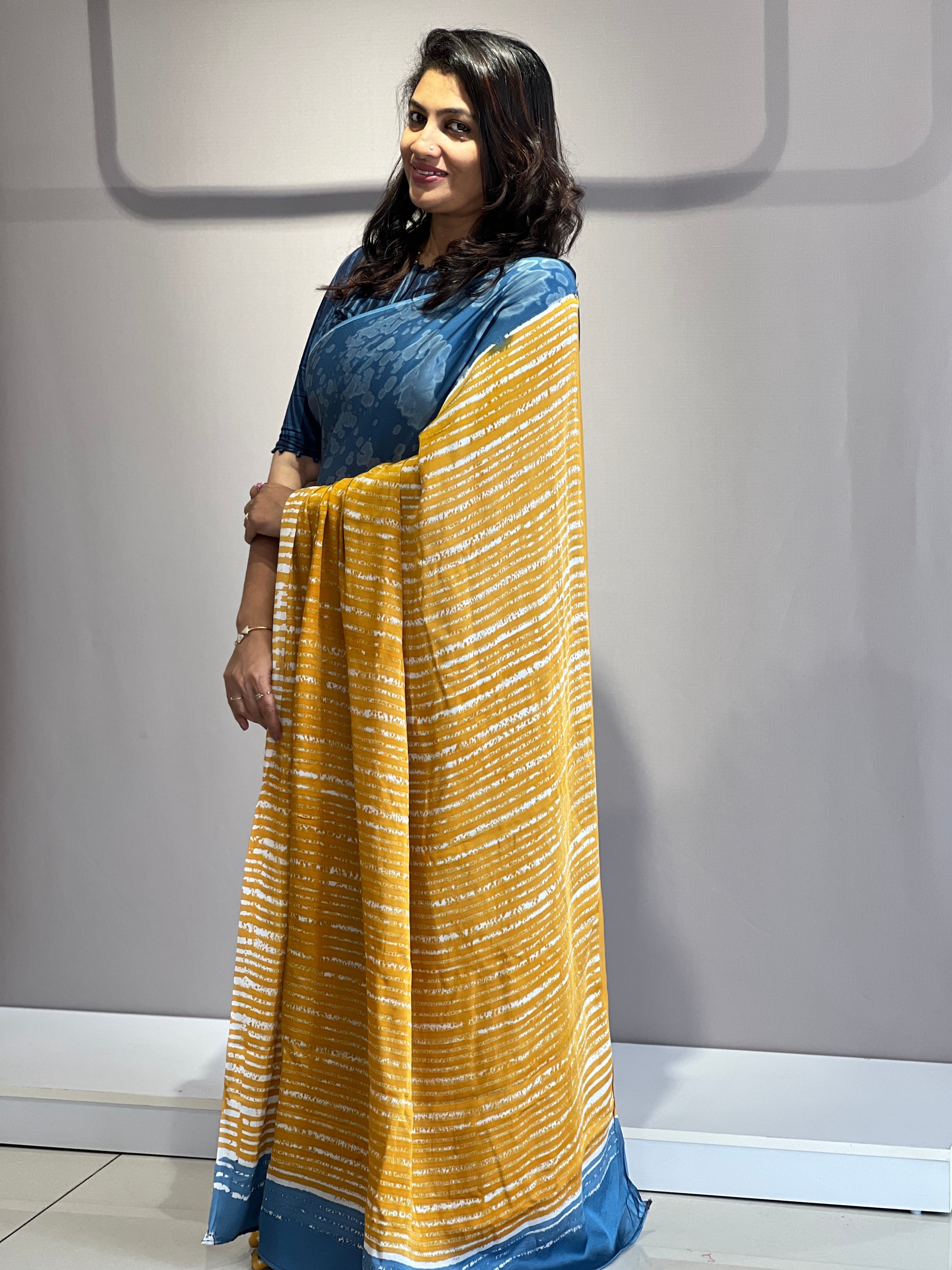 Hand Tie & Dye Patterned Modal Saree | JKL473