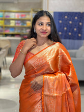 Golden Zari Weaved Leaf Patterned Banarasi Silk Saree | NN343