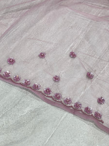 Beads Work Embroidered Net Saree | SBP873
