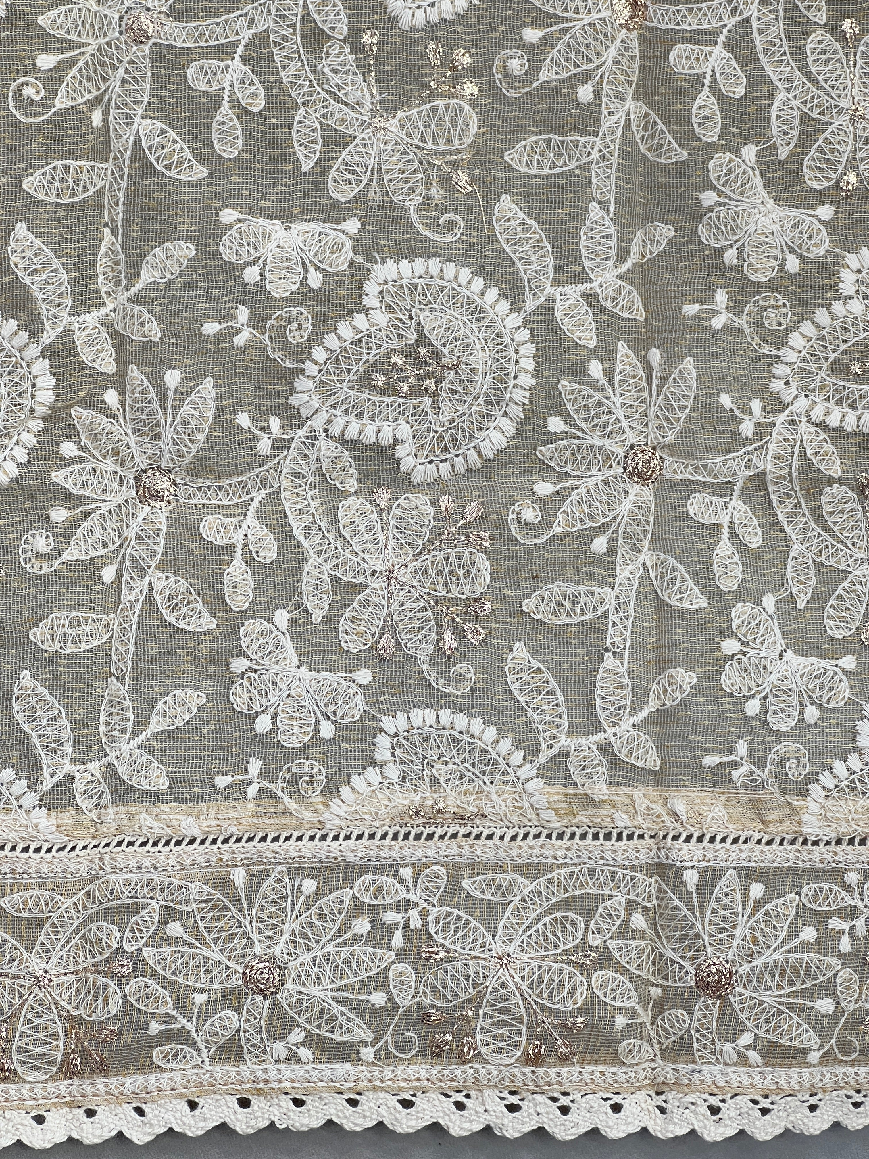 Lucknowi Inspired Embroidery Rice Kota Saree | JSC671