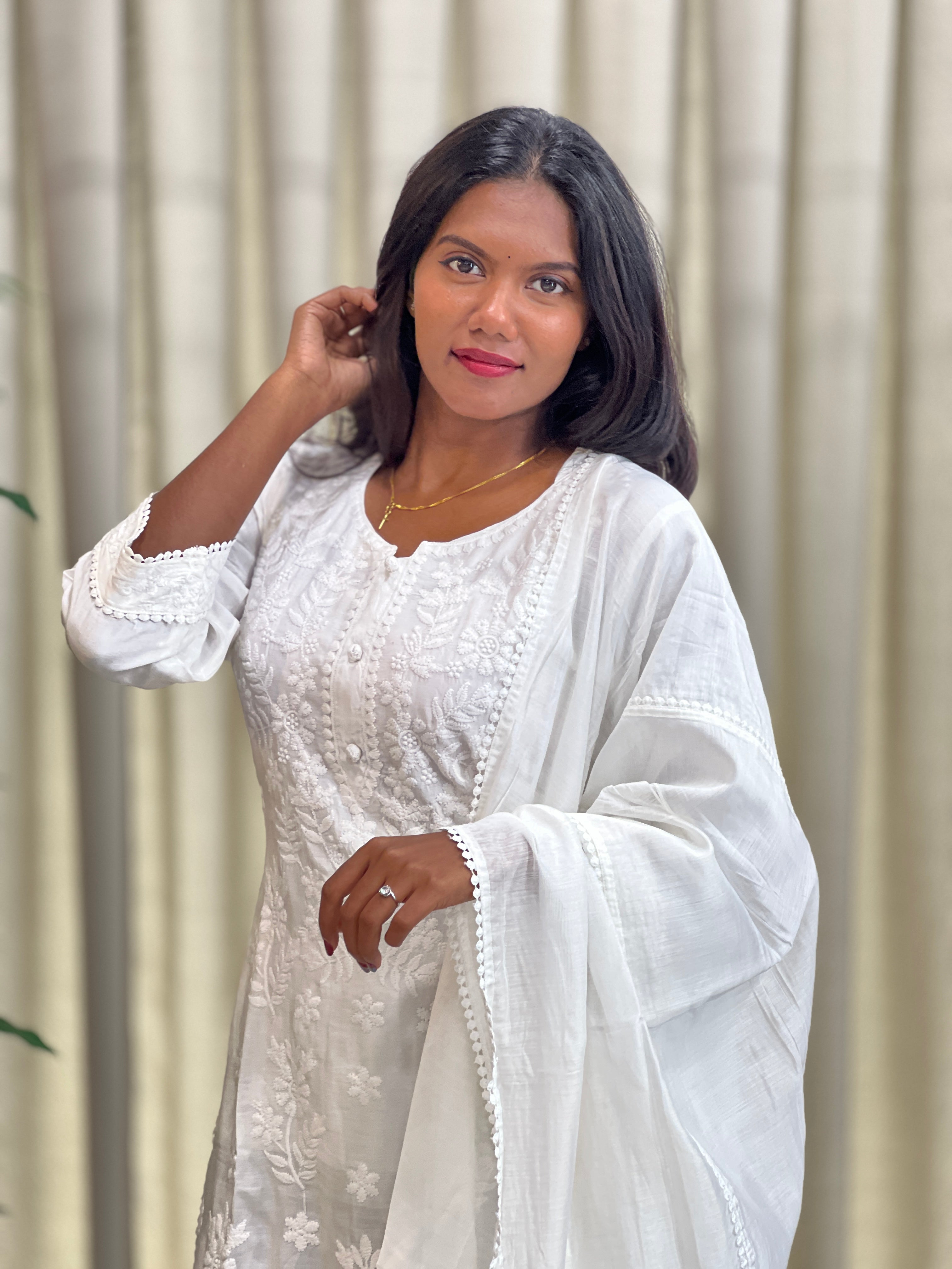 Chikankari Embroidery Mul Cotton Kurta Set | PGI120
