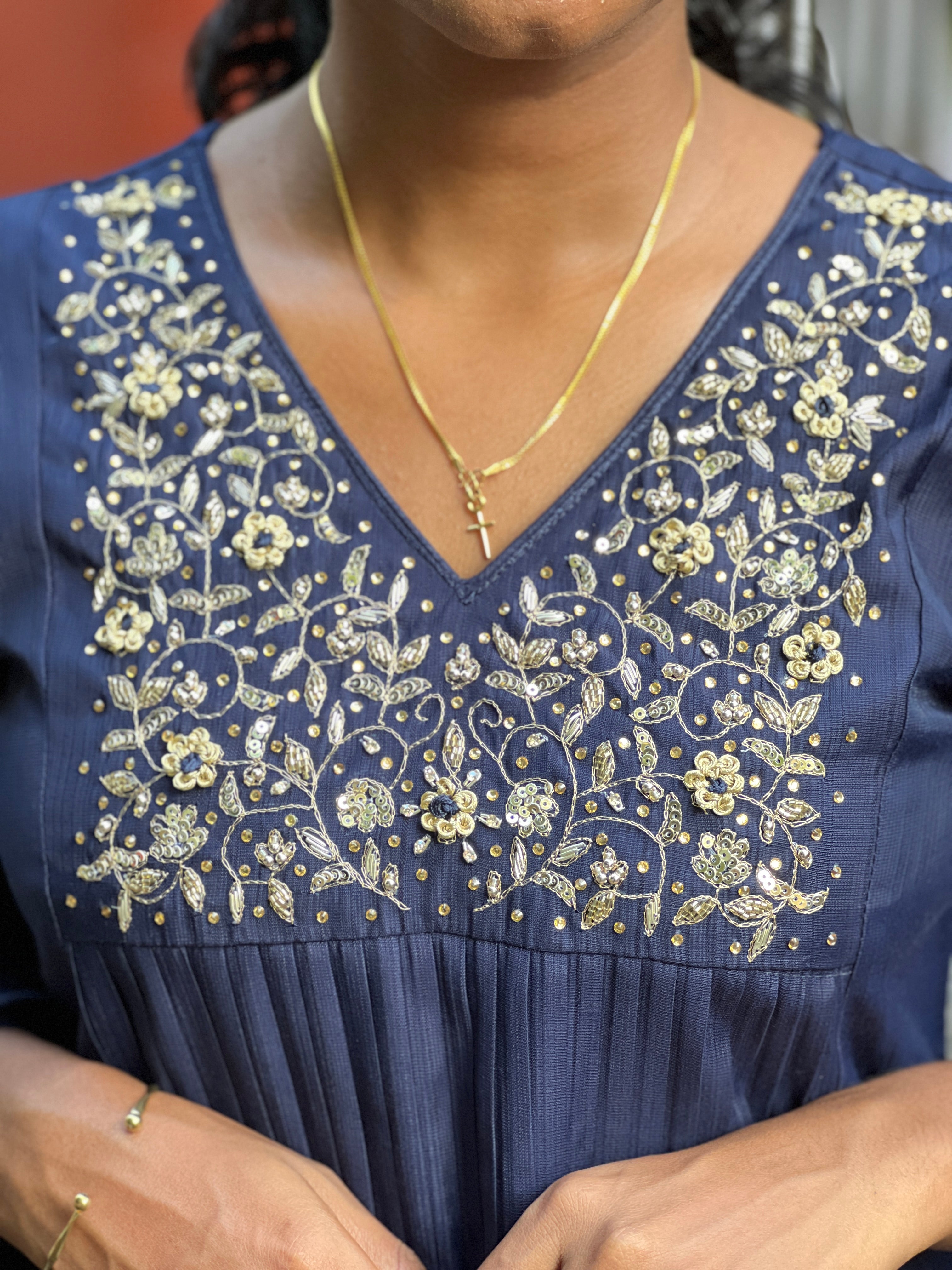 Hand Work Detailed Semi Silk Kurta Set | SLM128