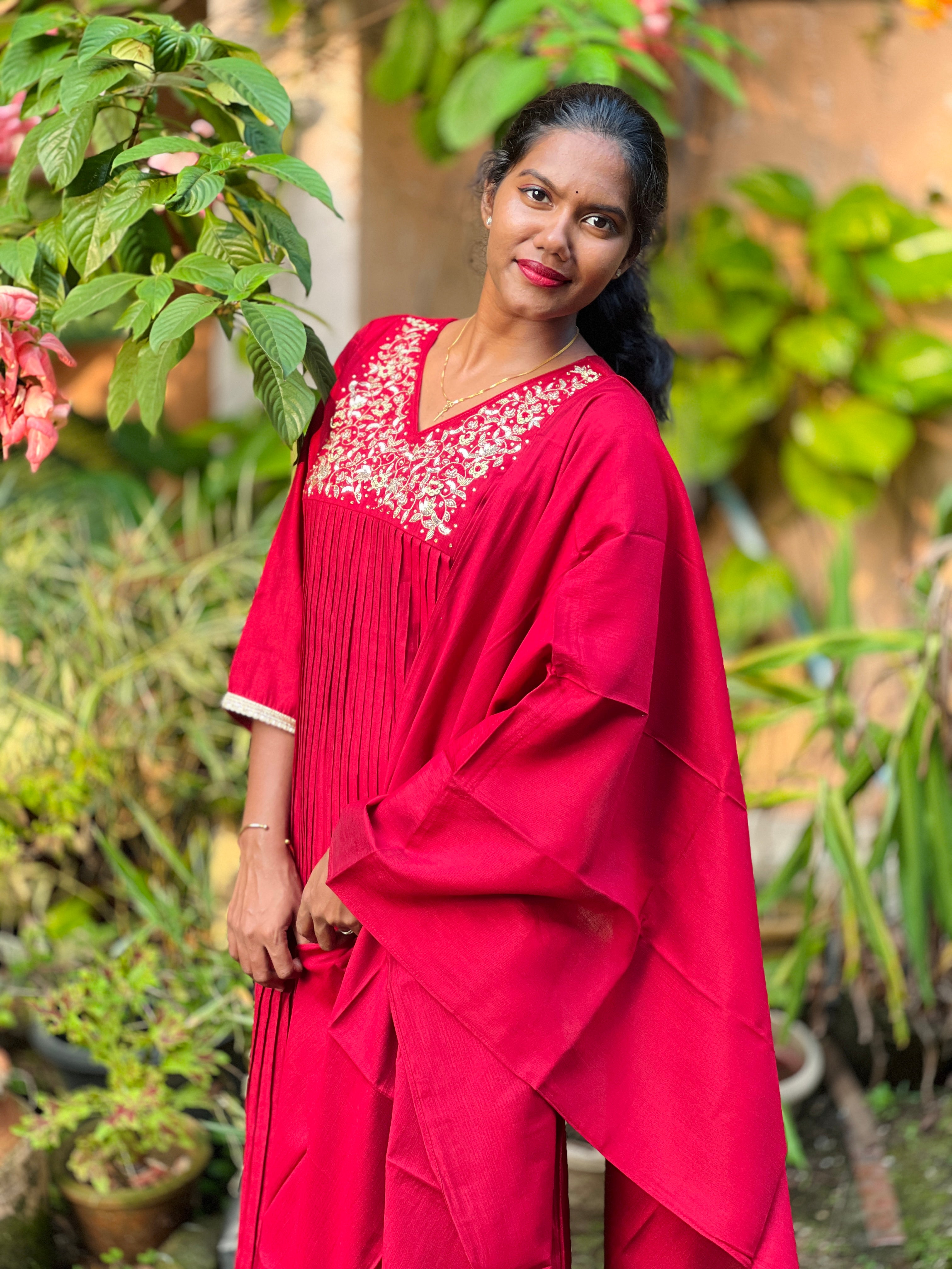 Hand Work Detailed Semi Silk Kurta Set | SLM127