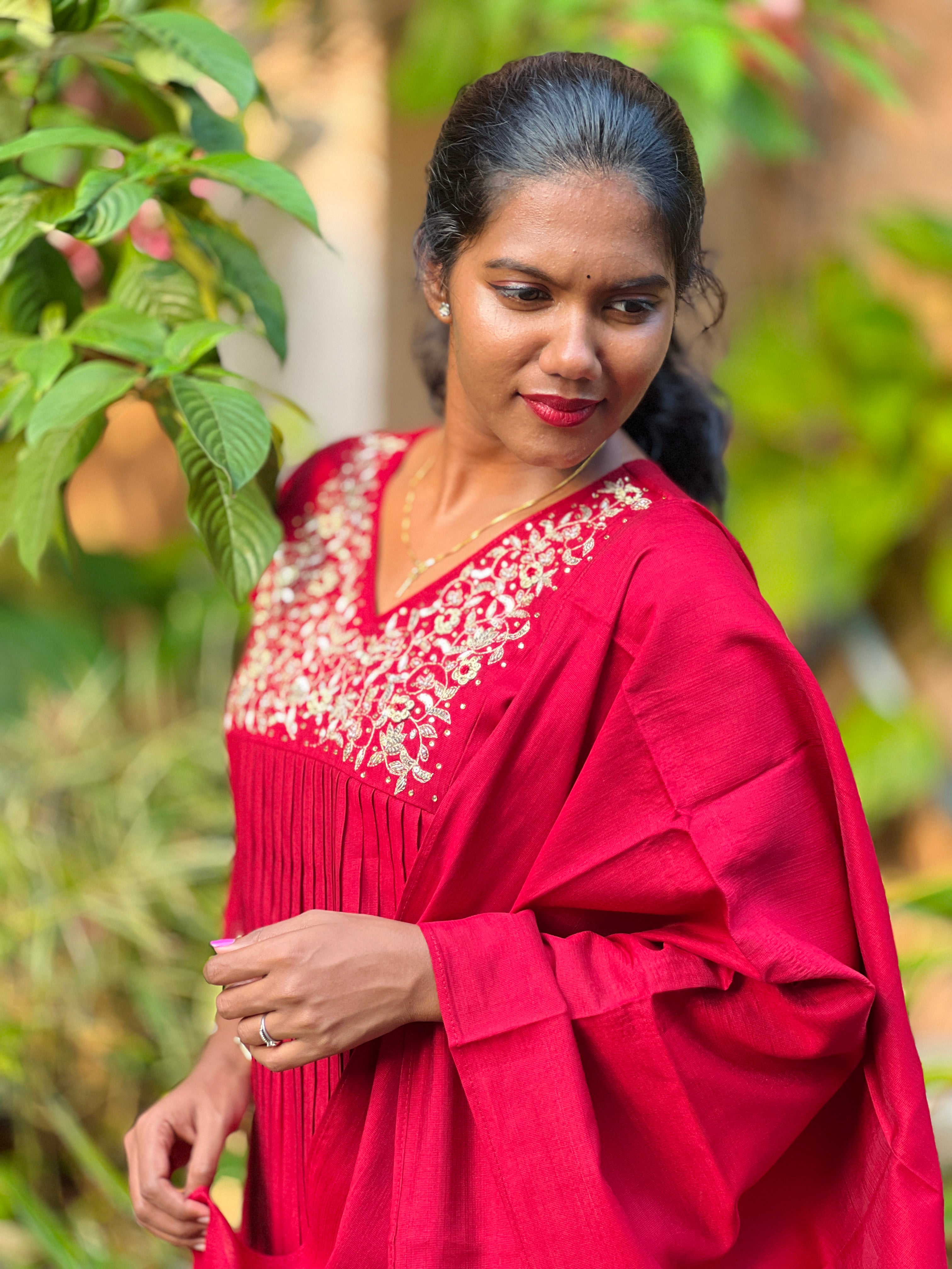 Hand Work Detailed Semi Silk Kurta Set | SLM127