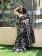 Black Color Semi Tussar Saree | BLD173