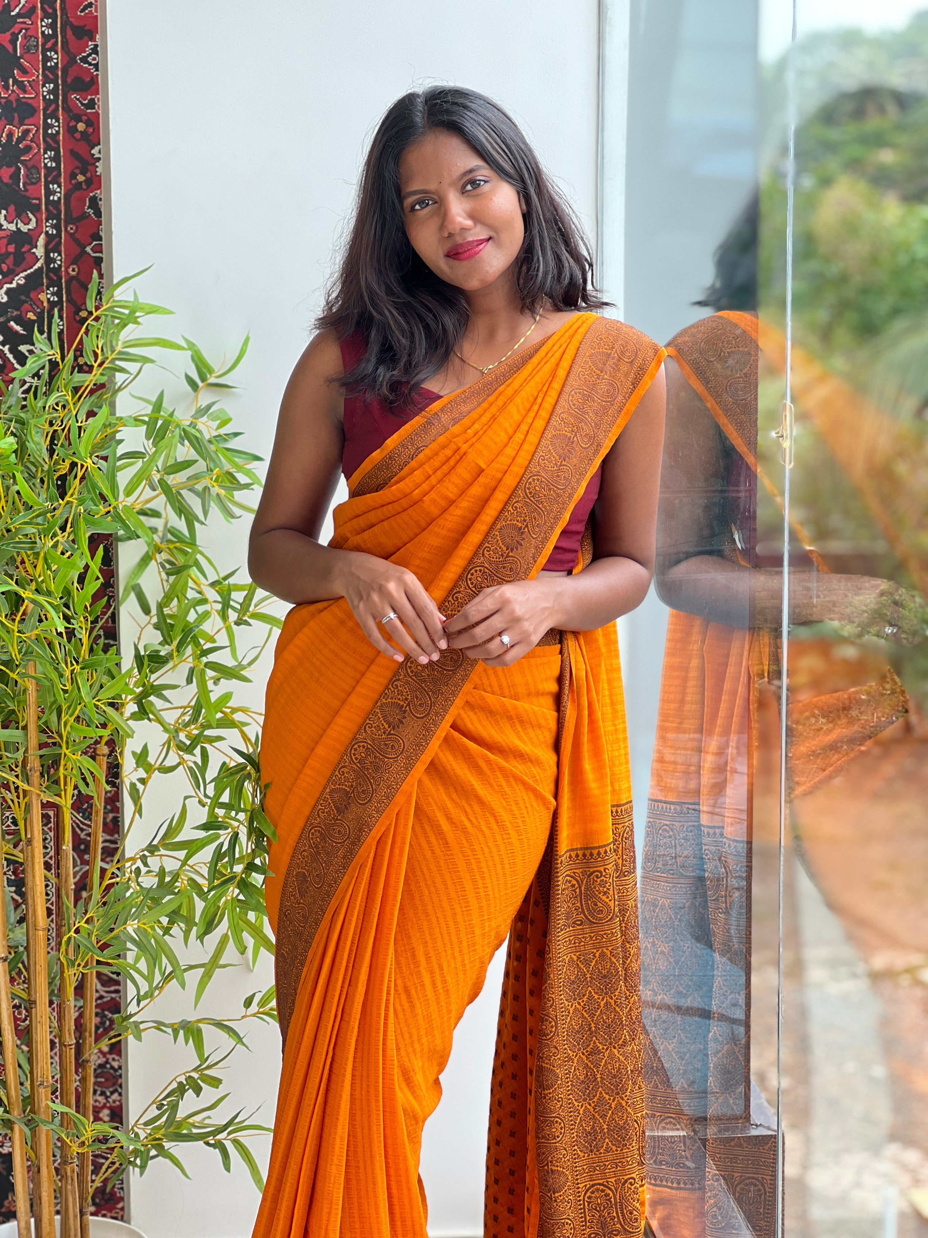 Antique Color Thread Woven Tussar Georgette Banarasi Saree | YNG1264
