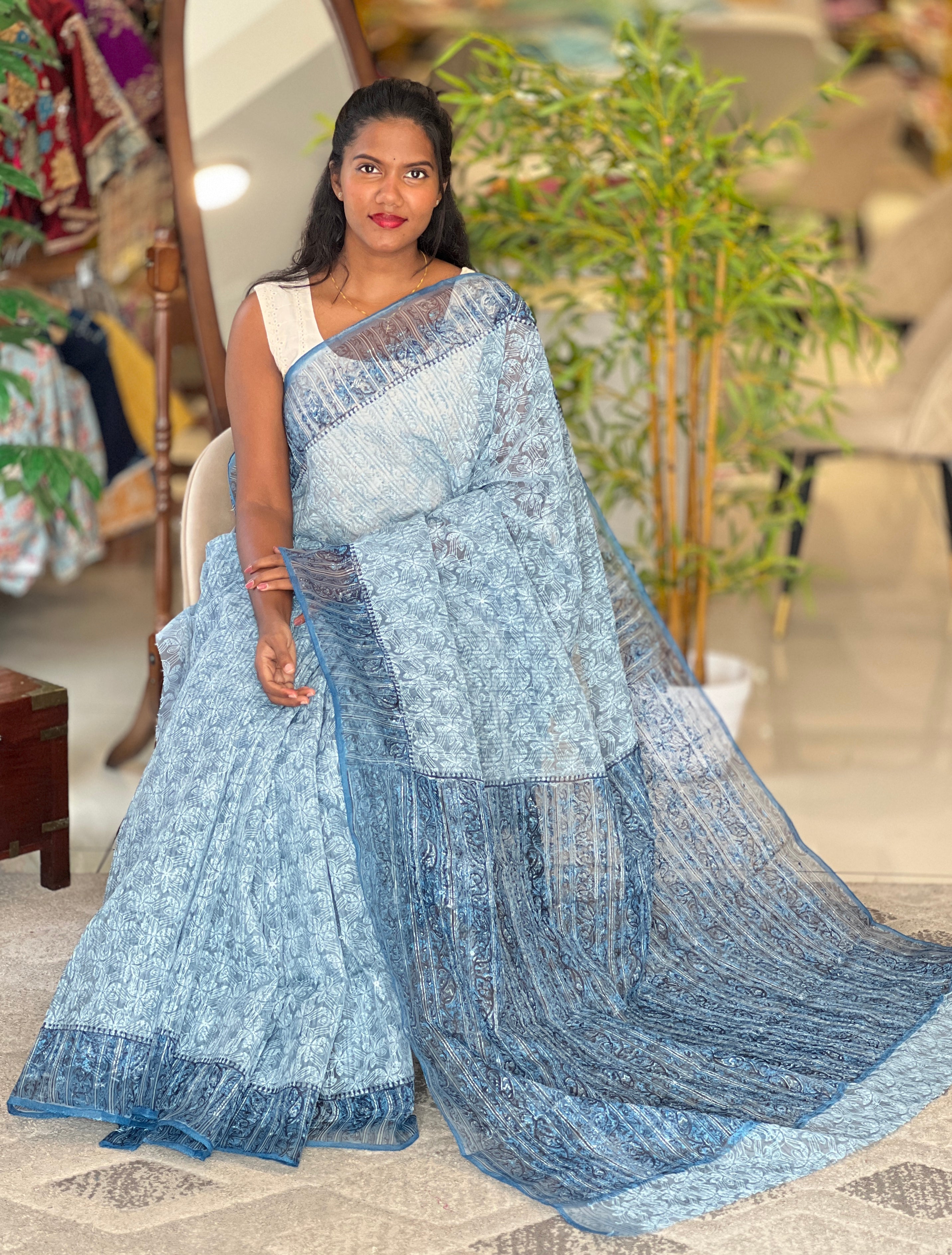 Tepchi Embroidery Organza Saree | JSC658