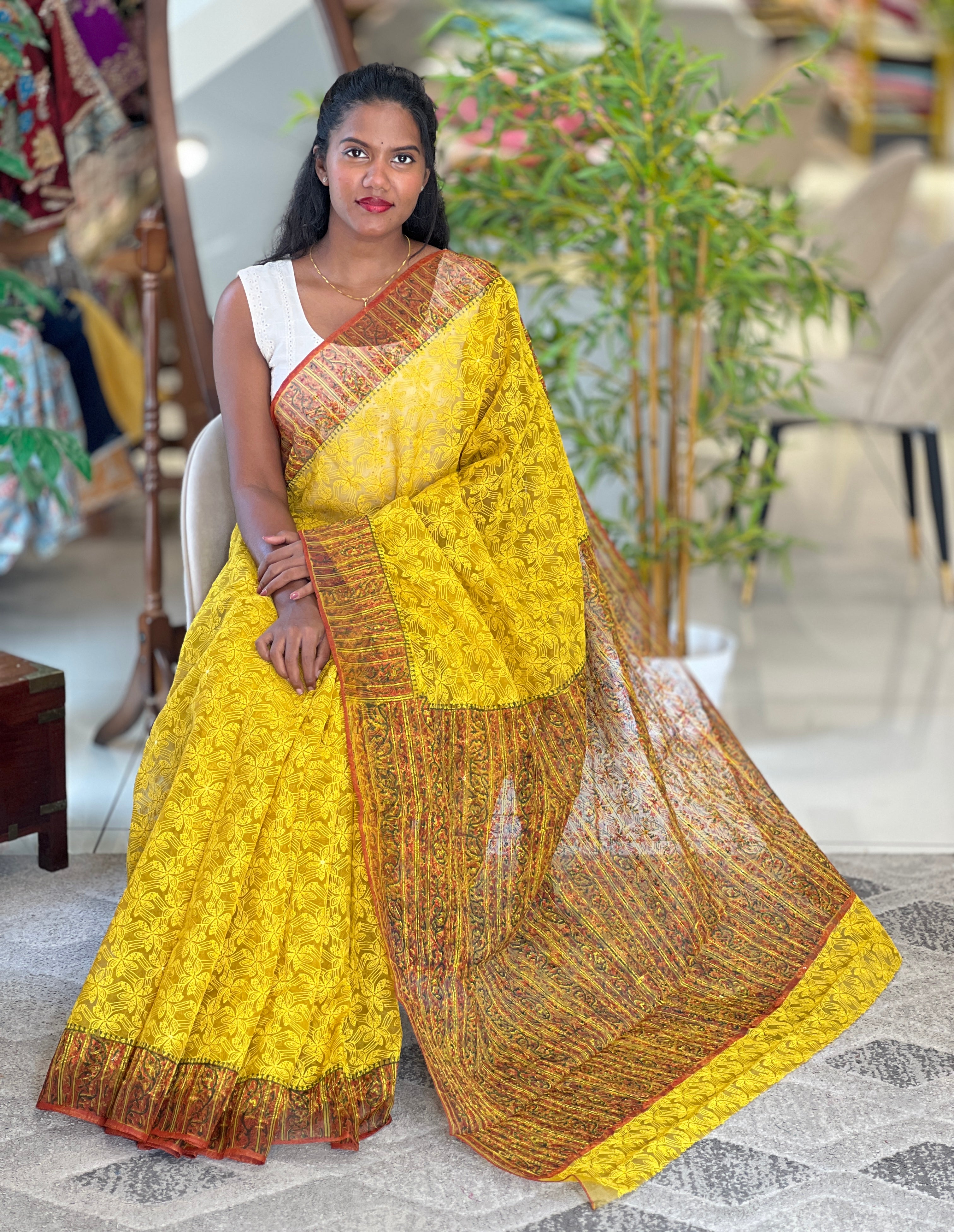 Tepchi Embroidery Organza Saree | JSC657