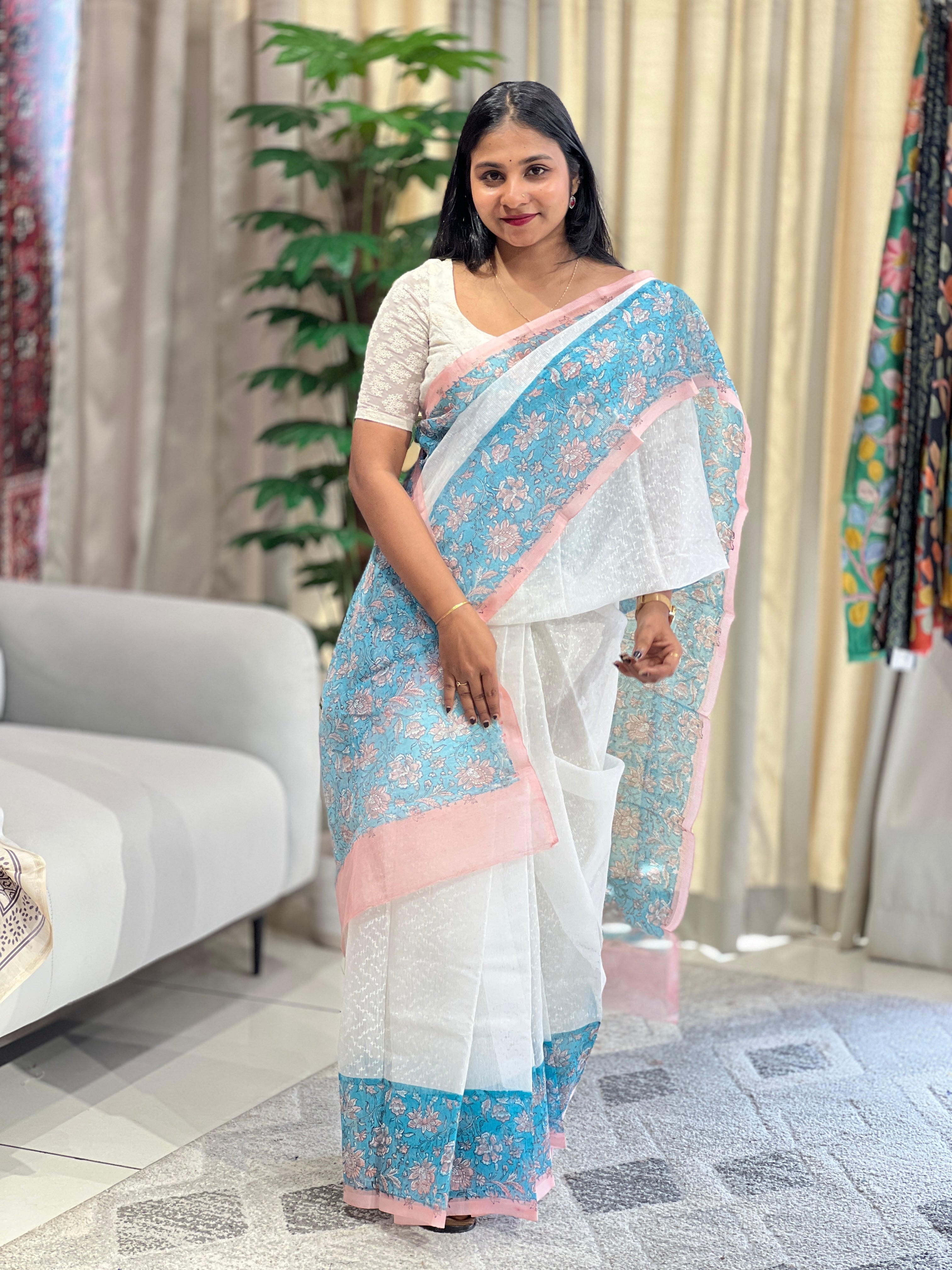 Printed Supernet Kota Saree | JSC113