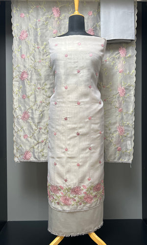 Floral Machine Embroidery Detailed Tissue Organza Salwar Set | SUN385