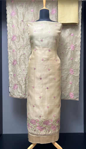 Floral Machine Embroidery Detailed Tissue Organza Salwar Set | SUN386