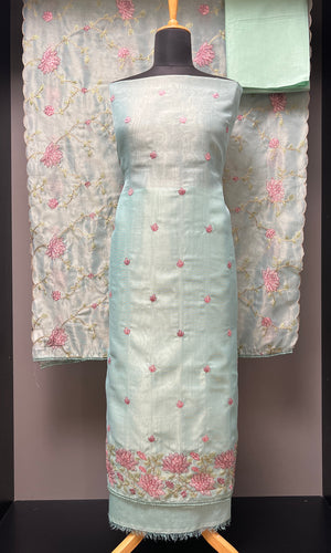 Floral Machine Embroidery Detailed Tissue Organza Salwar Set | SUN387
