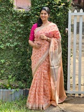 Floral Jaal Screen Printed Chanderi Saree | RR194