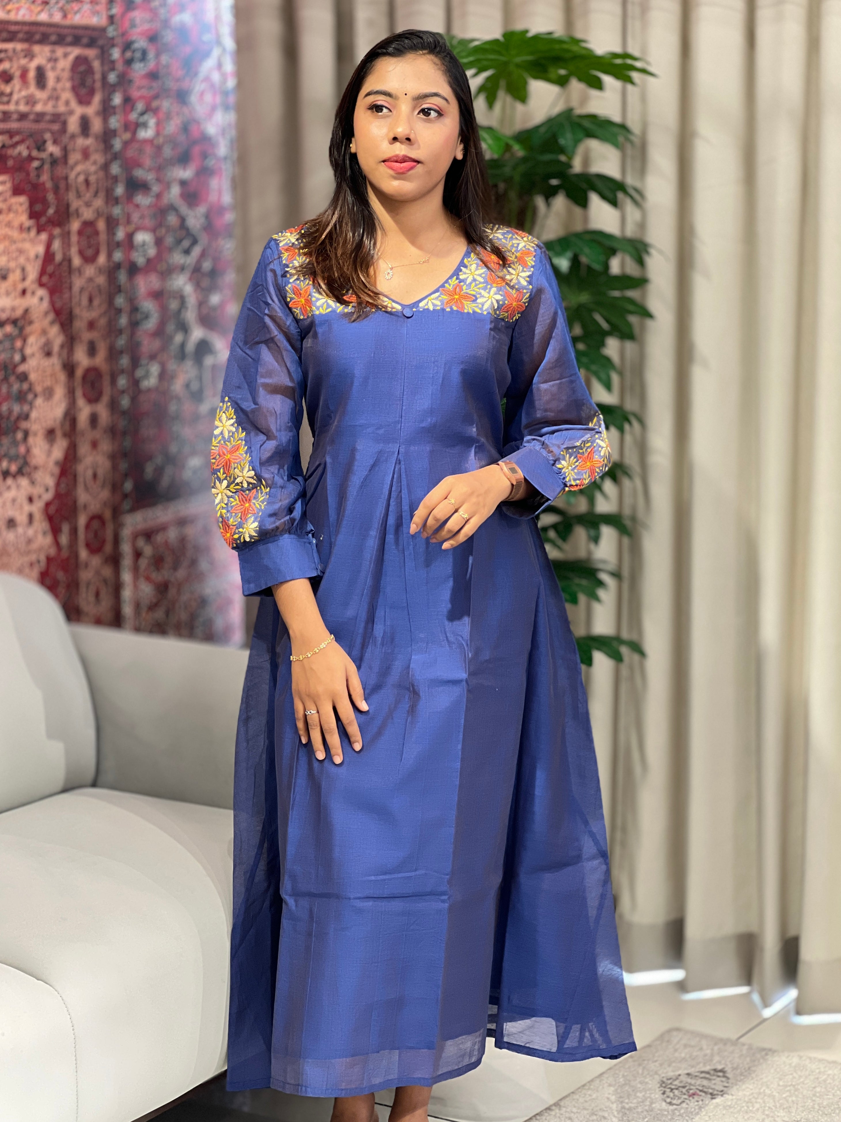 Machine Embroidery Detailed Organza Kurta Set | DNT824