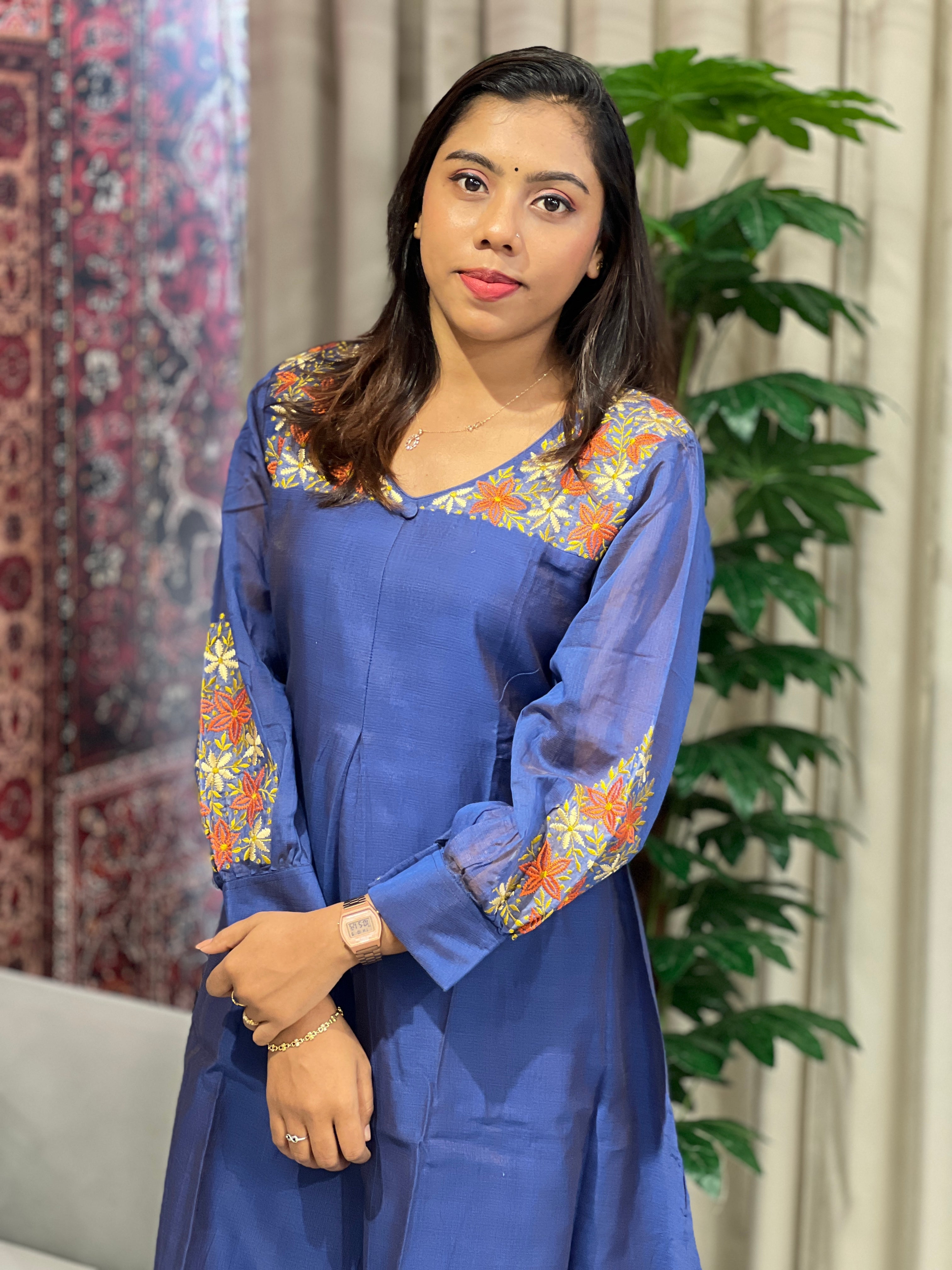 Machine Embroidery Detailed Organza Kurta Set | DNT824