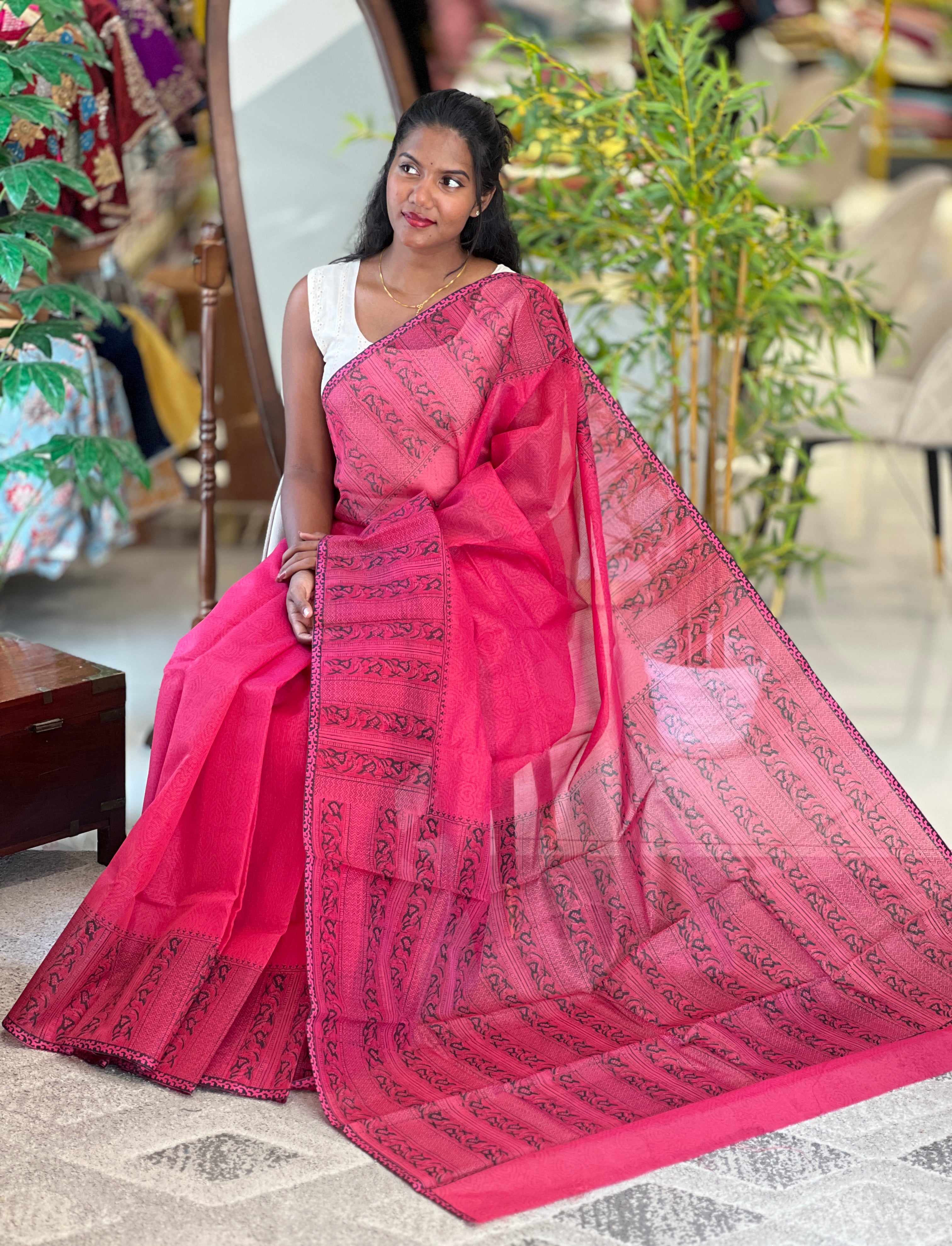 Block Printed Kota Saree | JSC648