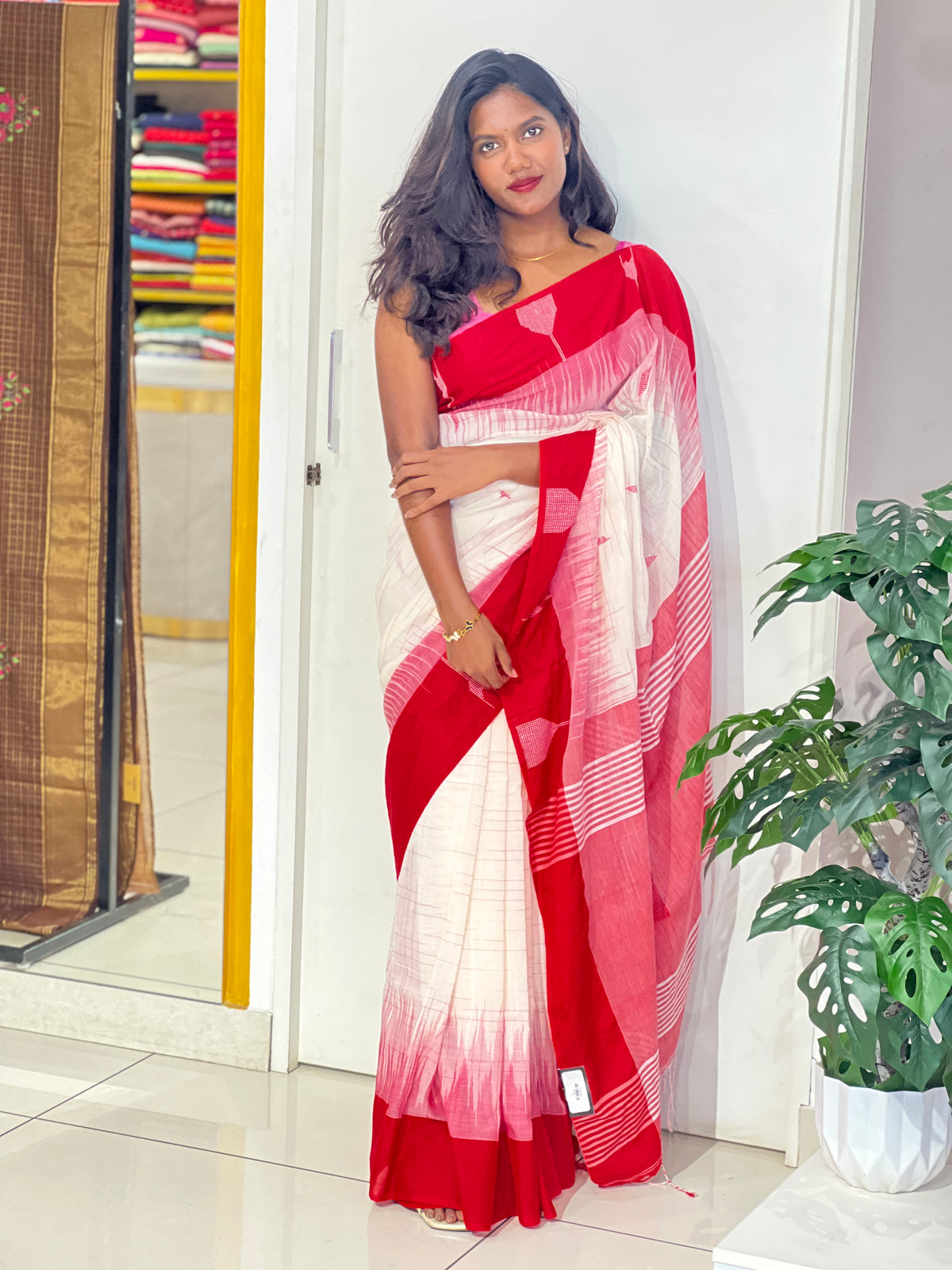 Geometric Pattern Cotton Saree |  SA187