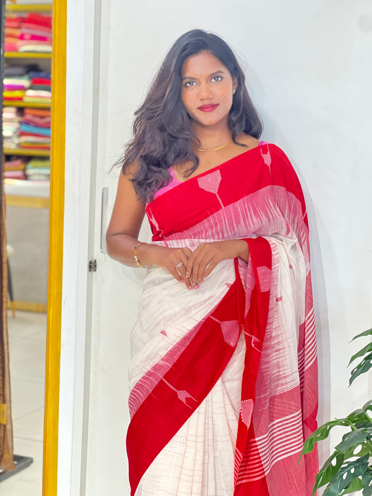 Geometric Pattern Cotton Saree |  SA187