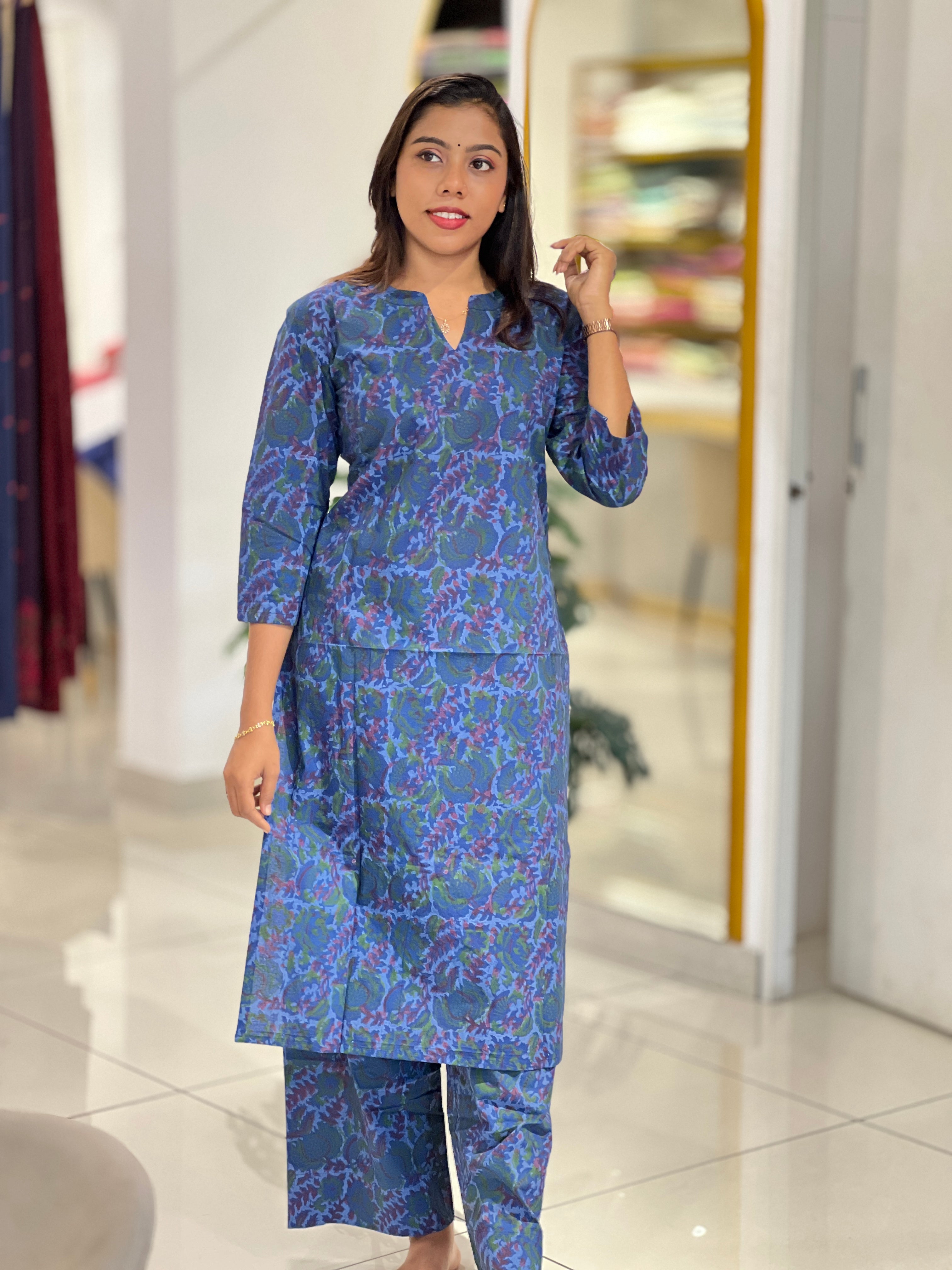 Printed Cotton Short Kurta Set | DNT869