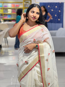 Floral Machine Embroidery Detailed Kota Saree | MR133