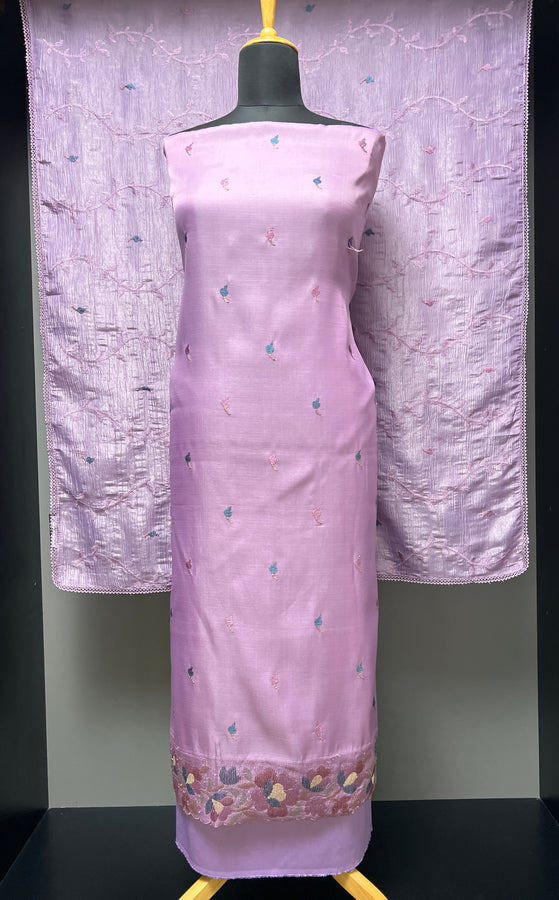 Machine Embroidered Semi Silk Salwar Set | SUN380