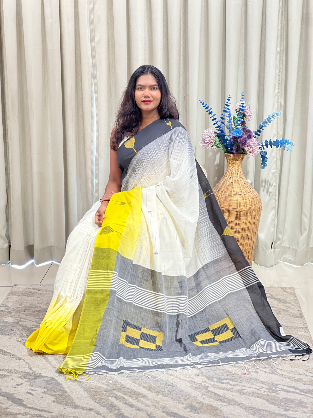 Geometric Pattern Cotton Saree |  SA189