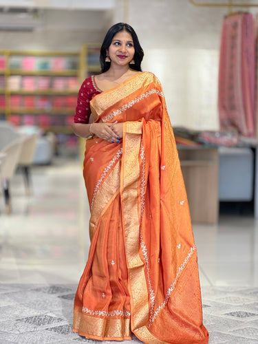 Pitta Work Pattern Tissue Banarasi Saree |  SSN148