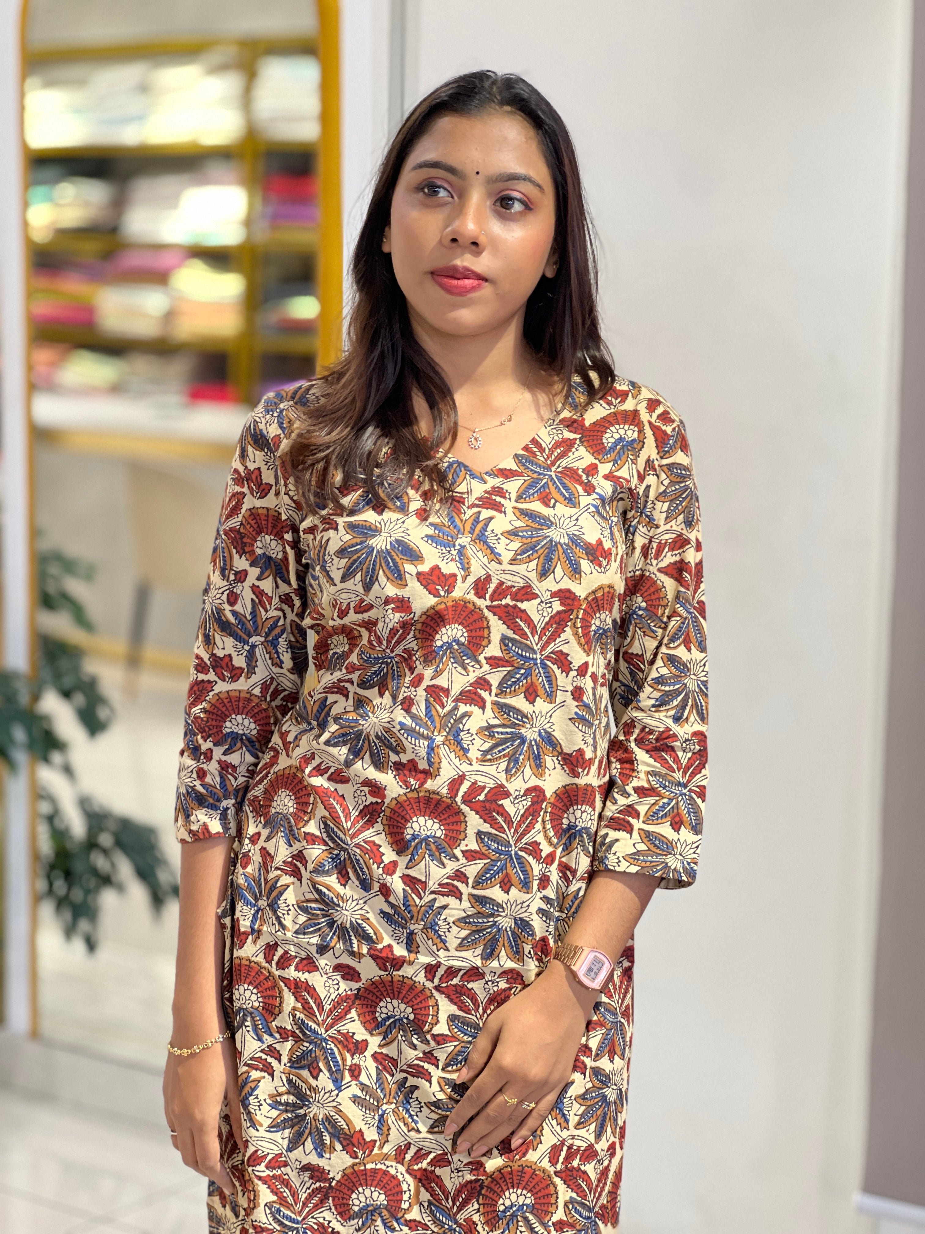 Leaf Printed Cotton Kurta Set | DNT866